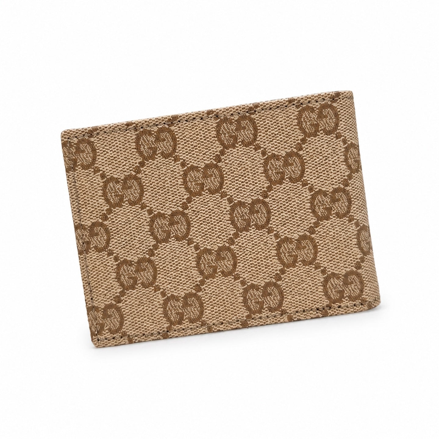 Gucci Canvas Leather Brown Gold Silver Wallet