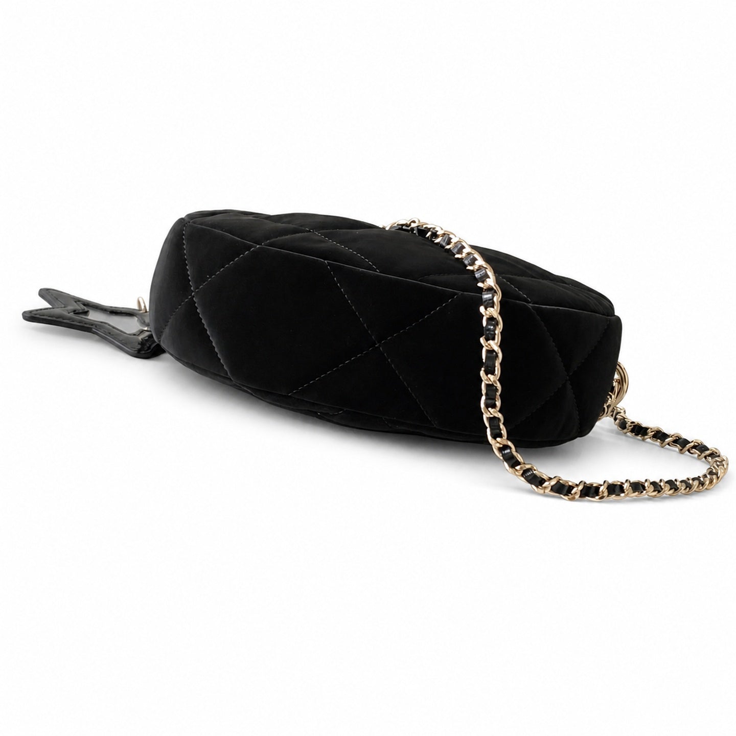Chanel 25 Small Velvet Leather Black Hobo Bag