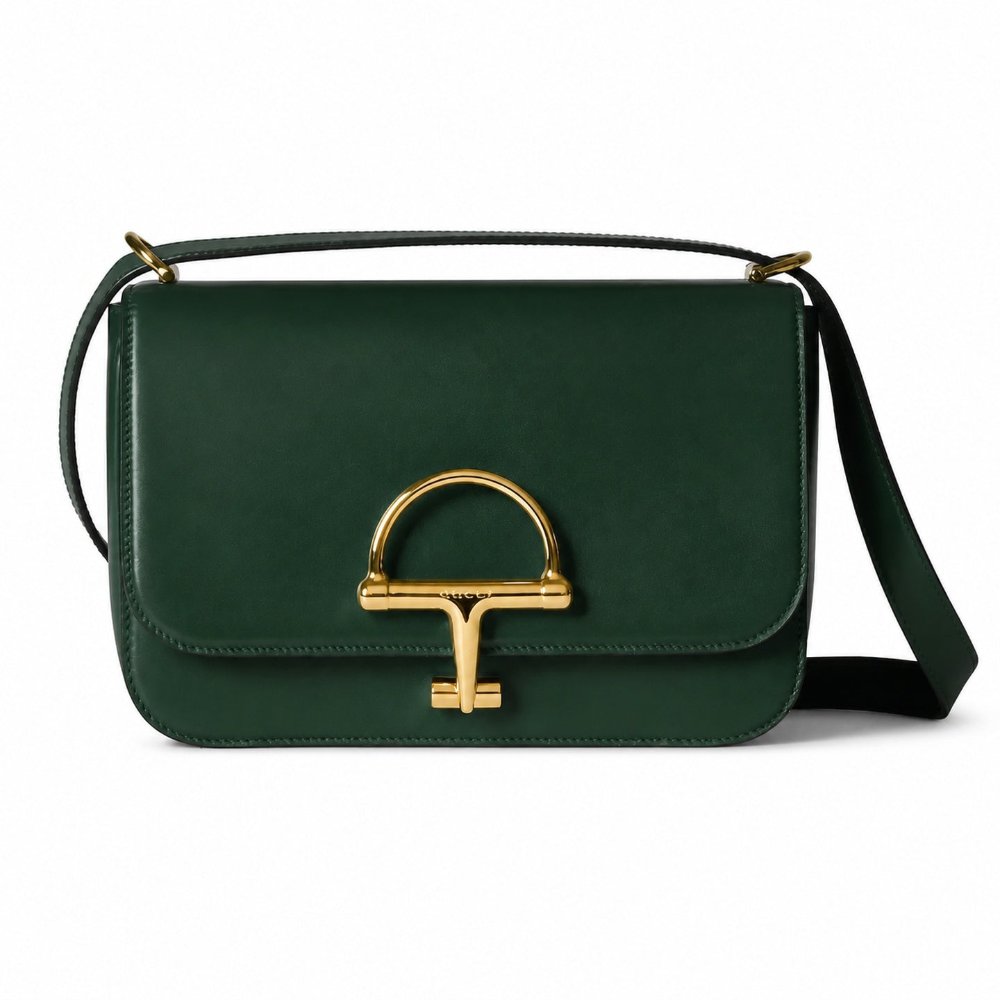 Gucci Horsebit Small Leather Green Gold Shoulder Bag