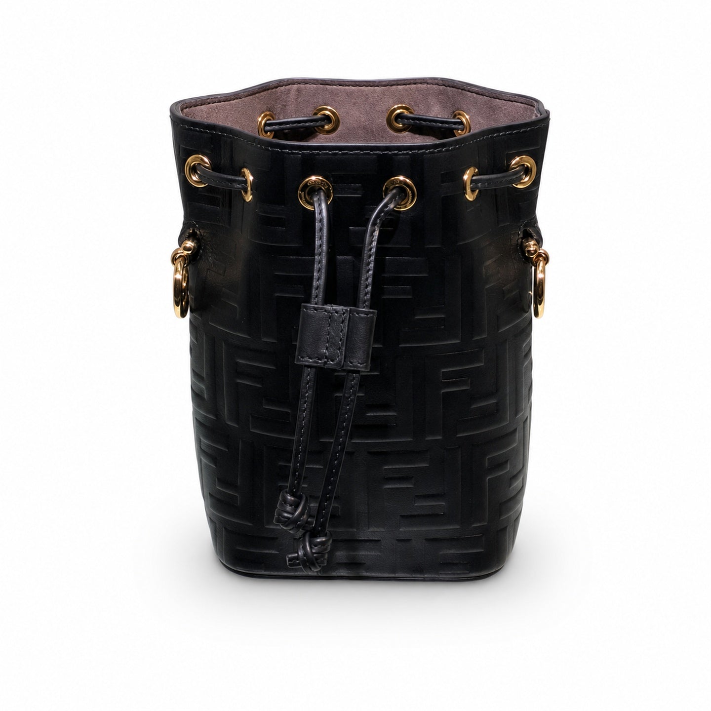 Fendi Mon Tresor Small Leather Black Gold Bucket Bag