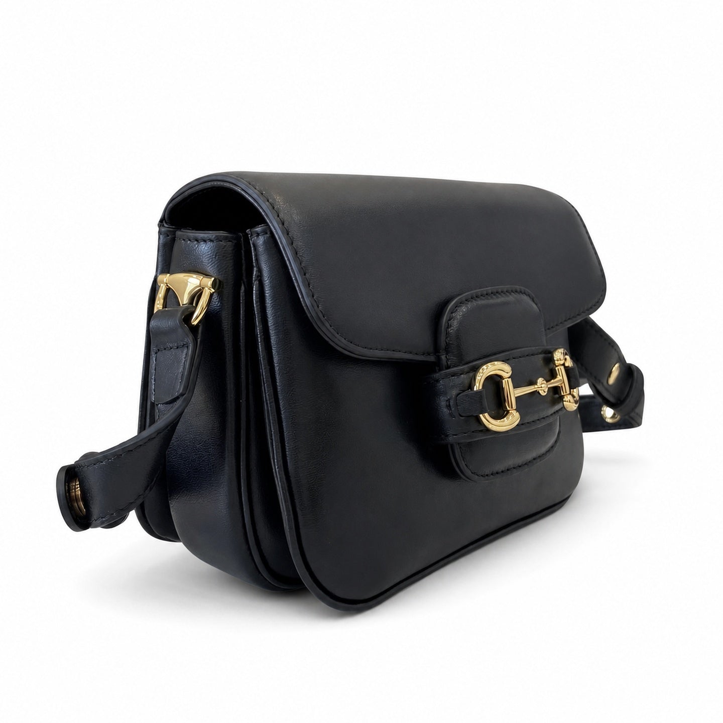 Gucci Horsebit 1955 Leather Black Gold Shoulder Bag