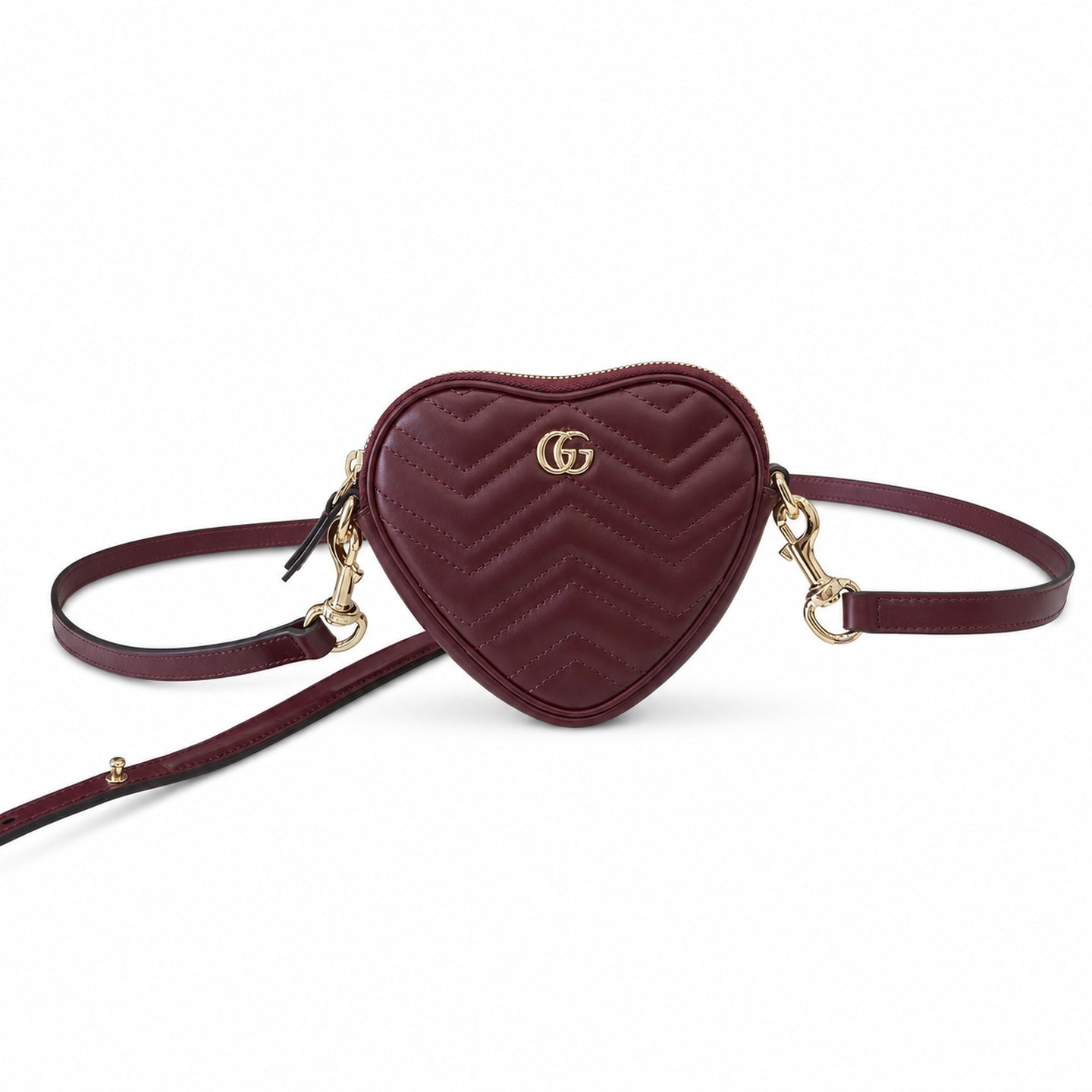 Gucci GG Marmont Mini Quilted Matelasse Leather Red Gold Handbag