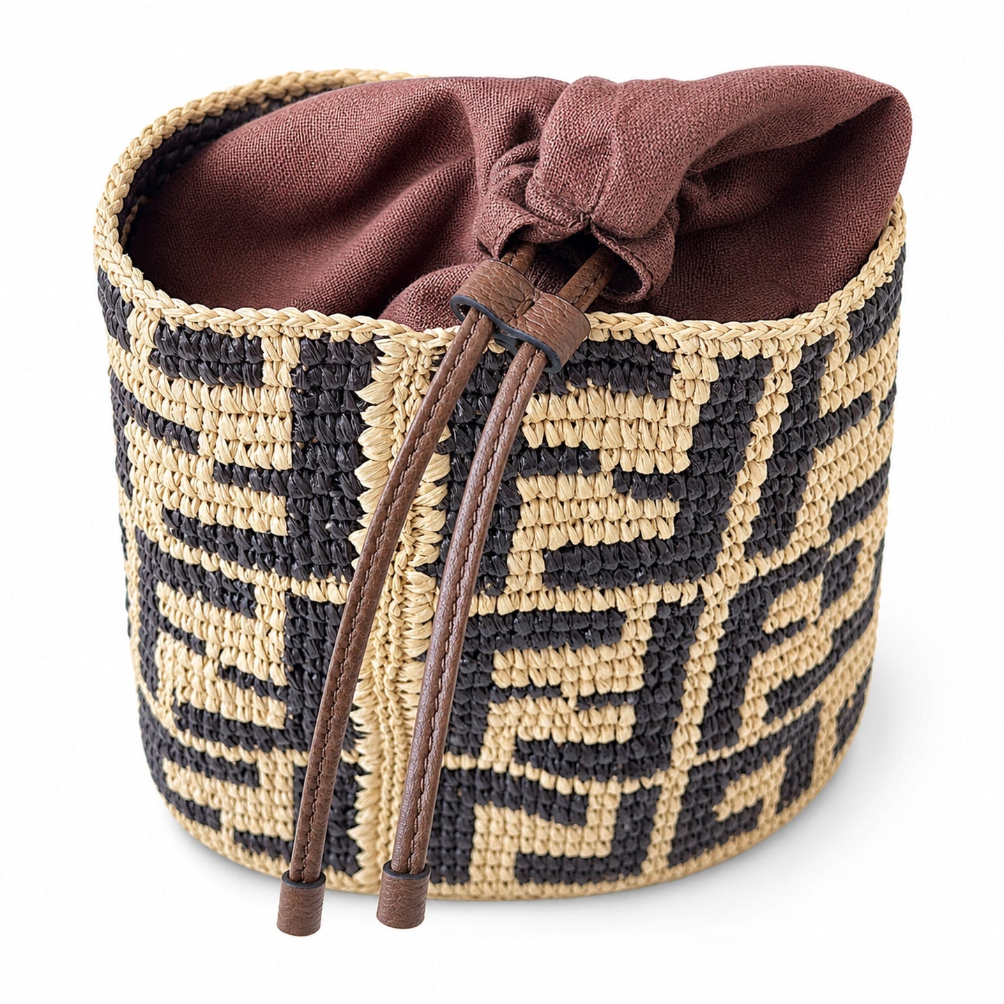 Fendi Roll Raffia Shopping Bag