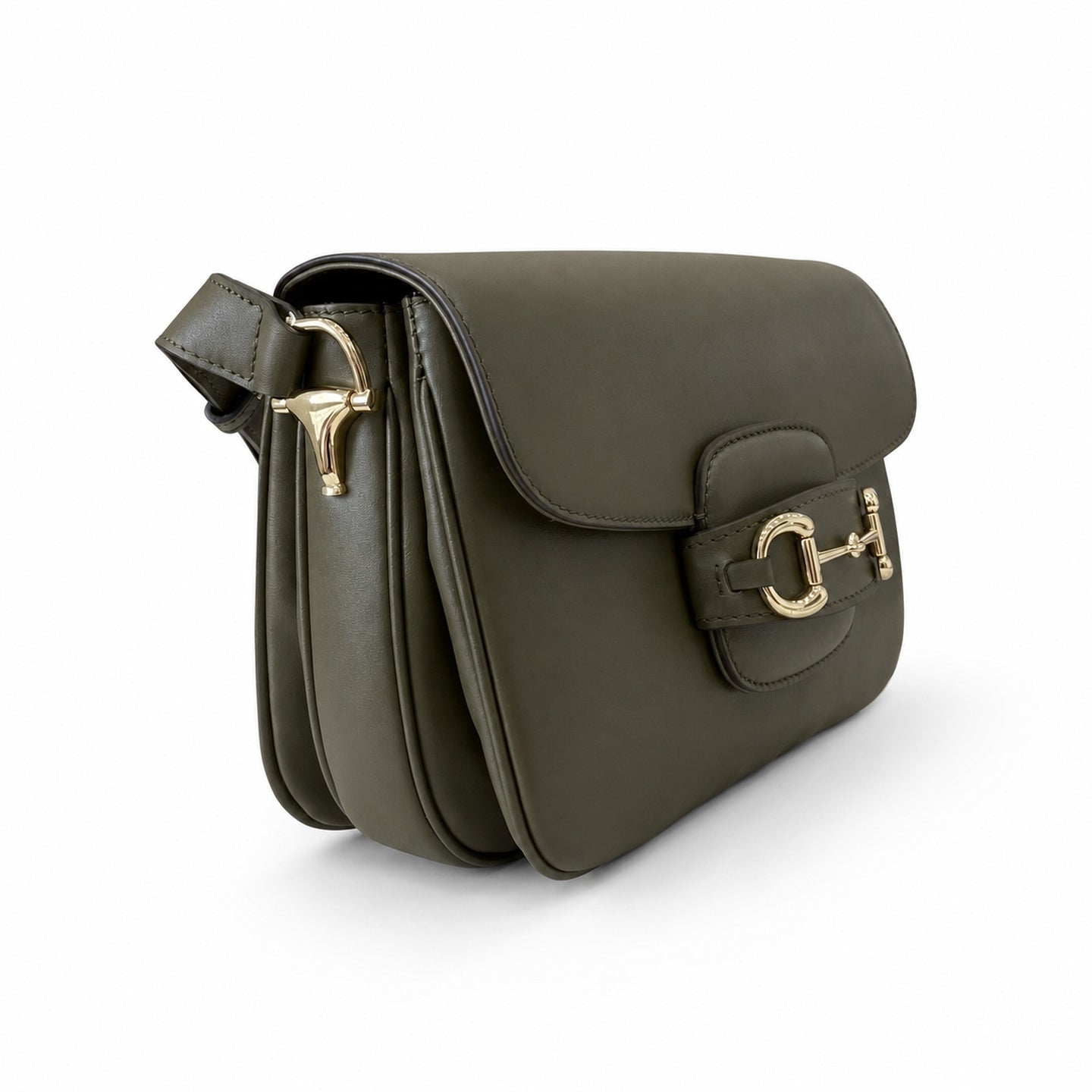 Gucci Horsebit 1955 Small Cotton Leather Brown Green Gold Shoulder Bag