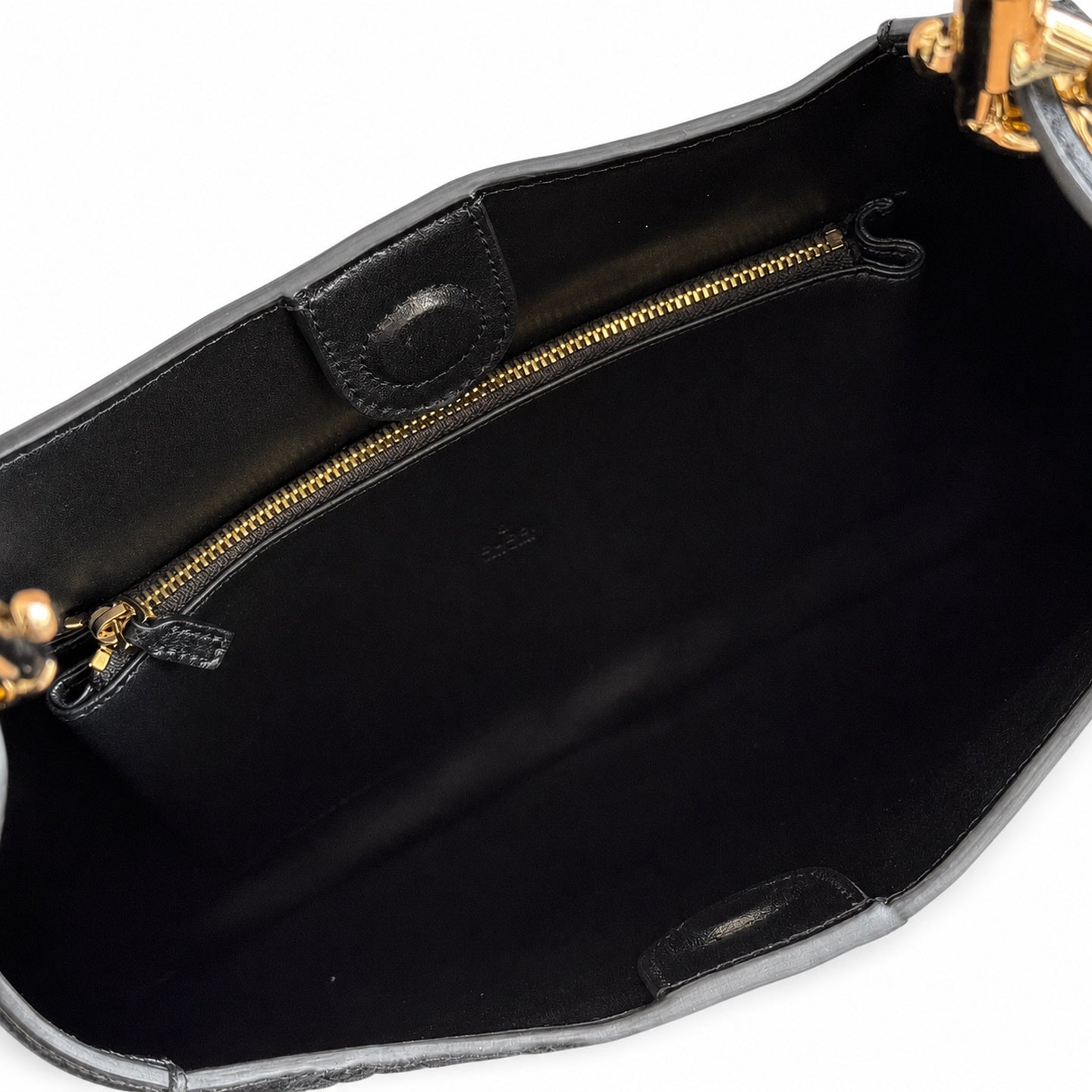 Gucci Suede Velvet Leather Black Brown Gold Bag