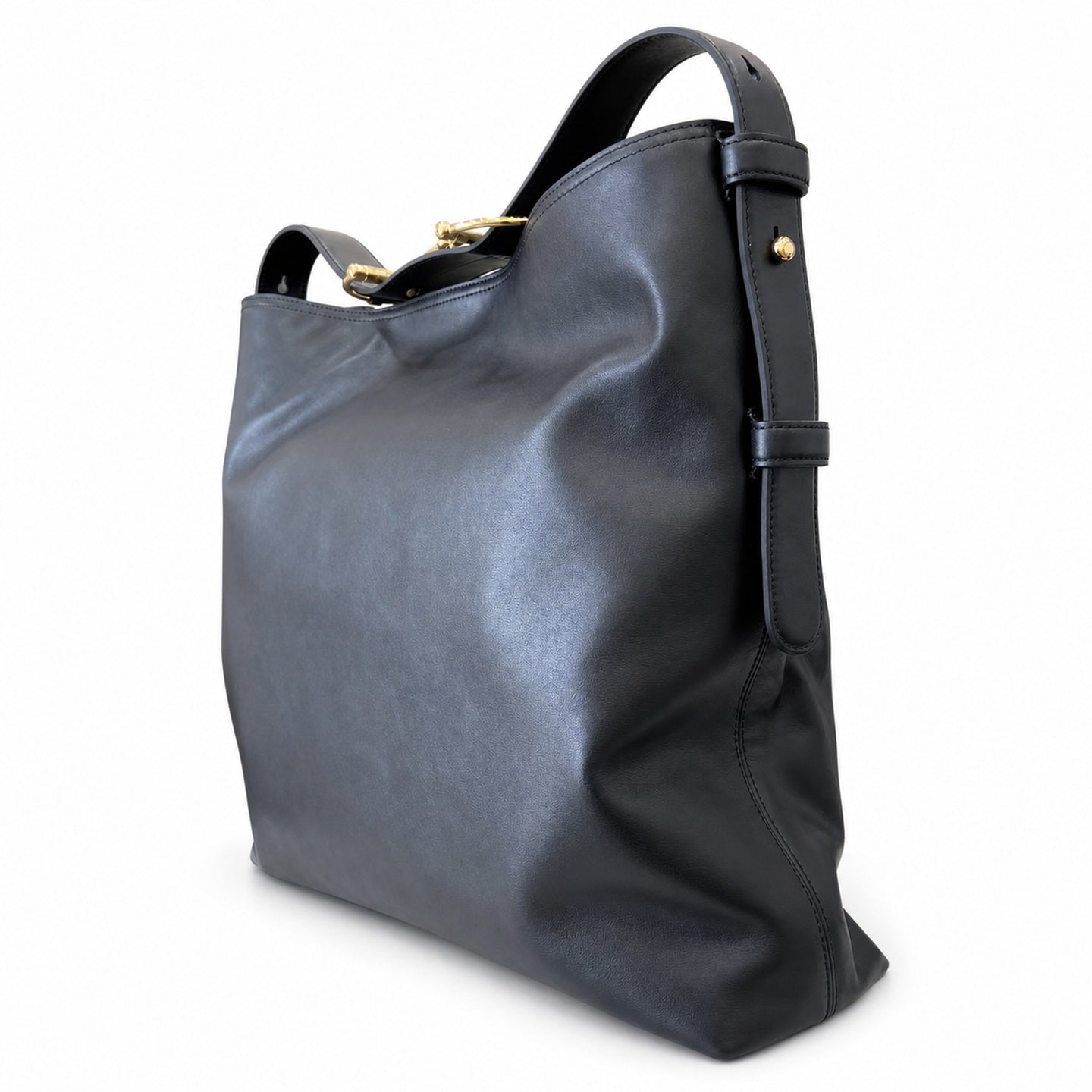 Gucci Horsebit Cotton Leather Black Gold Bag