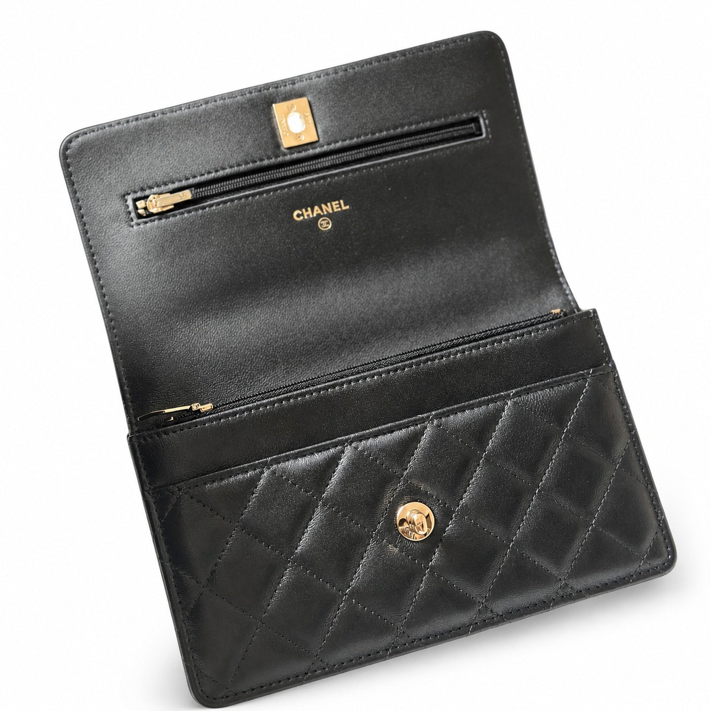 Chanel Leather Black Pink Gold Handbag