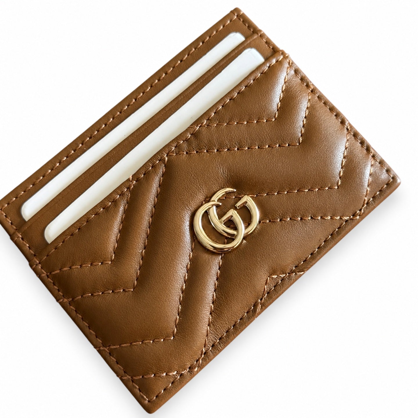 Gucci GG Marmont Small Quilted Matelasse Leather Beige Brown Gold Handbag