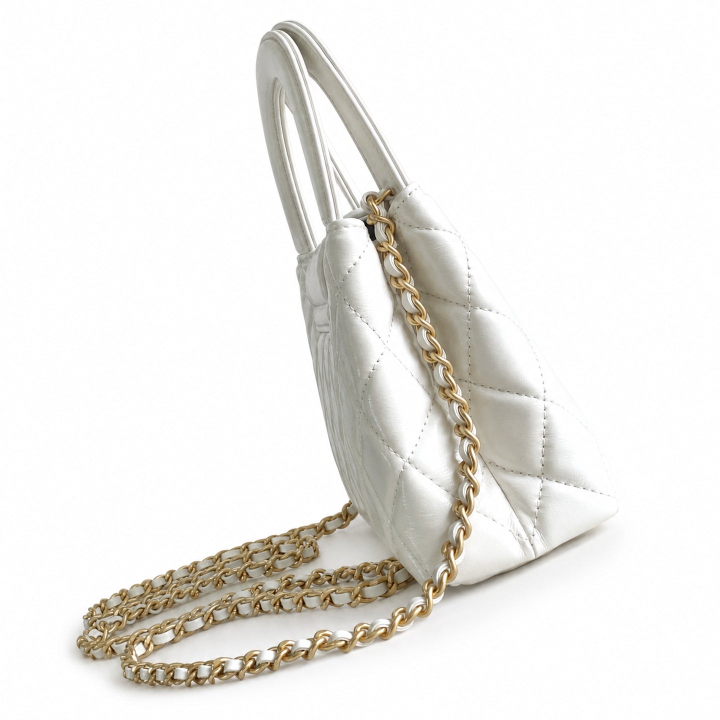 Chanel Kelly Leather White Gold Chain Bag