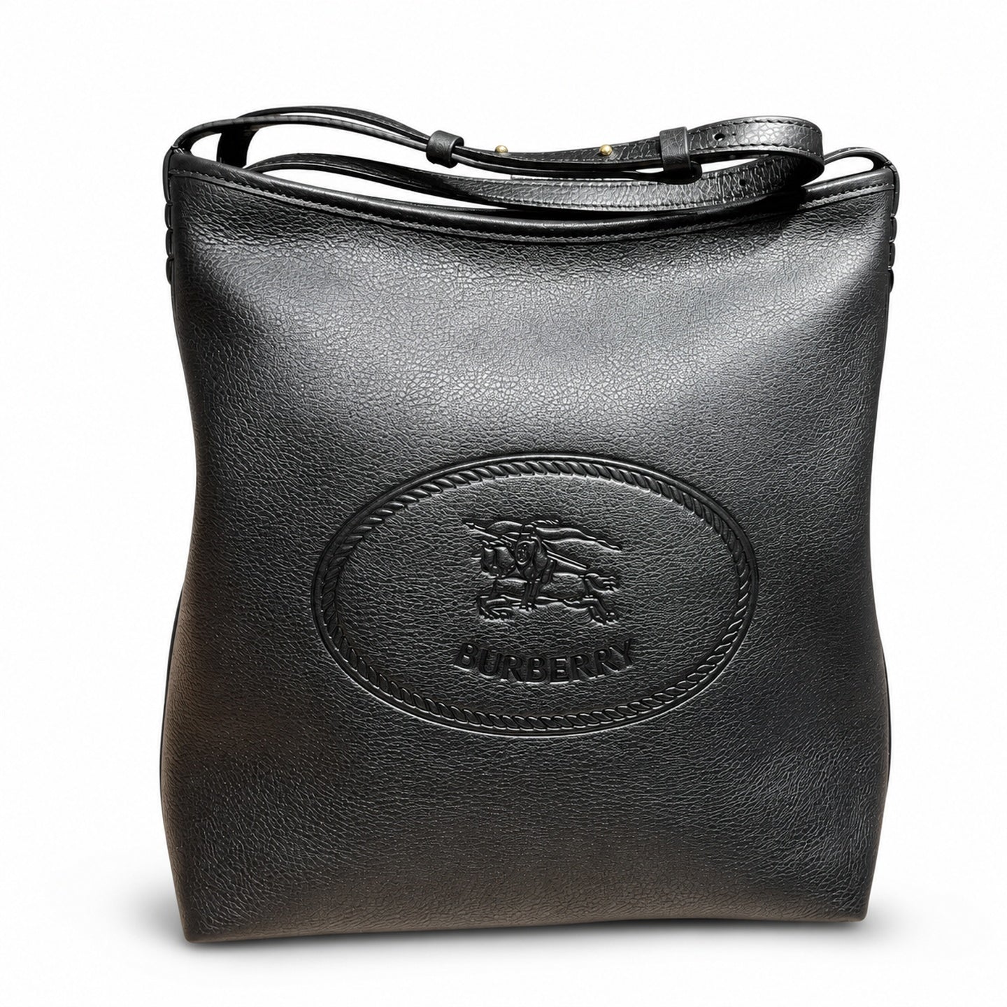 Burberry Small Cotton Jacquard Leather Check Tote Bag