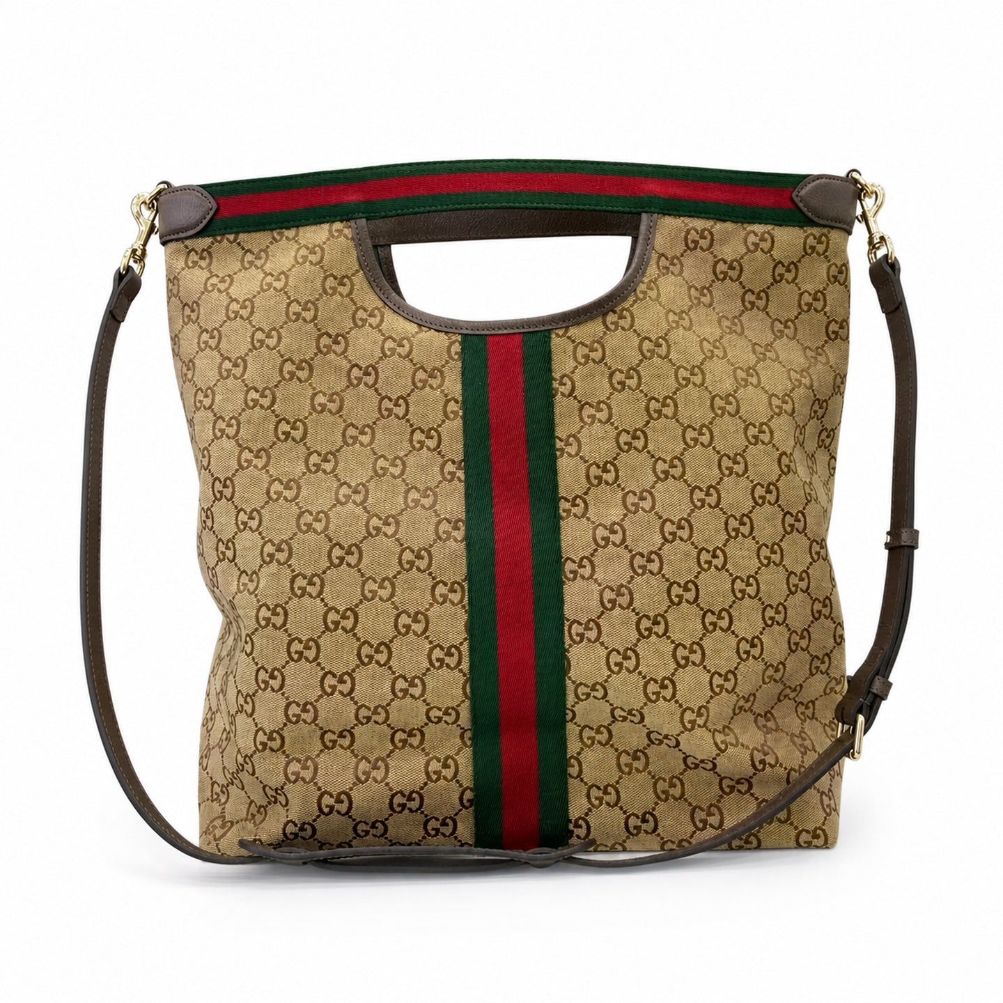 Gucci Giglio Men's Cotton Canvas Leather Black Beige Brown Red Green Gold Handbag