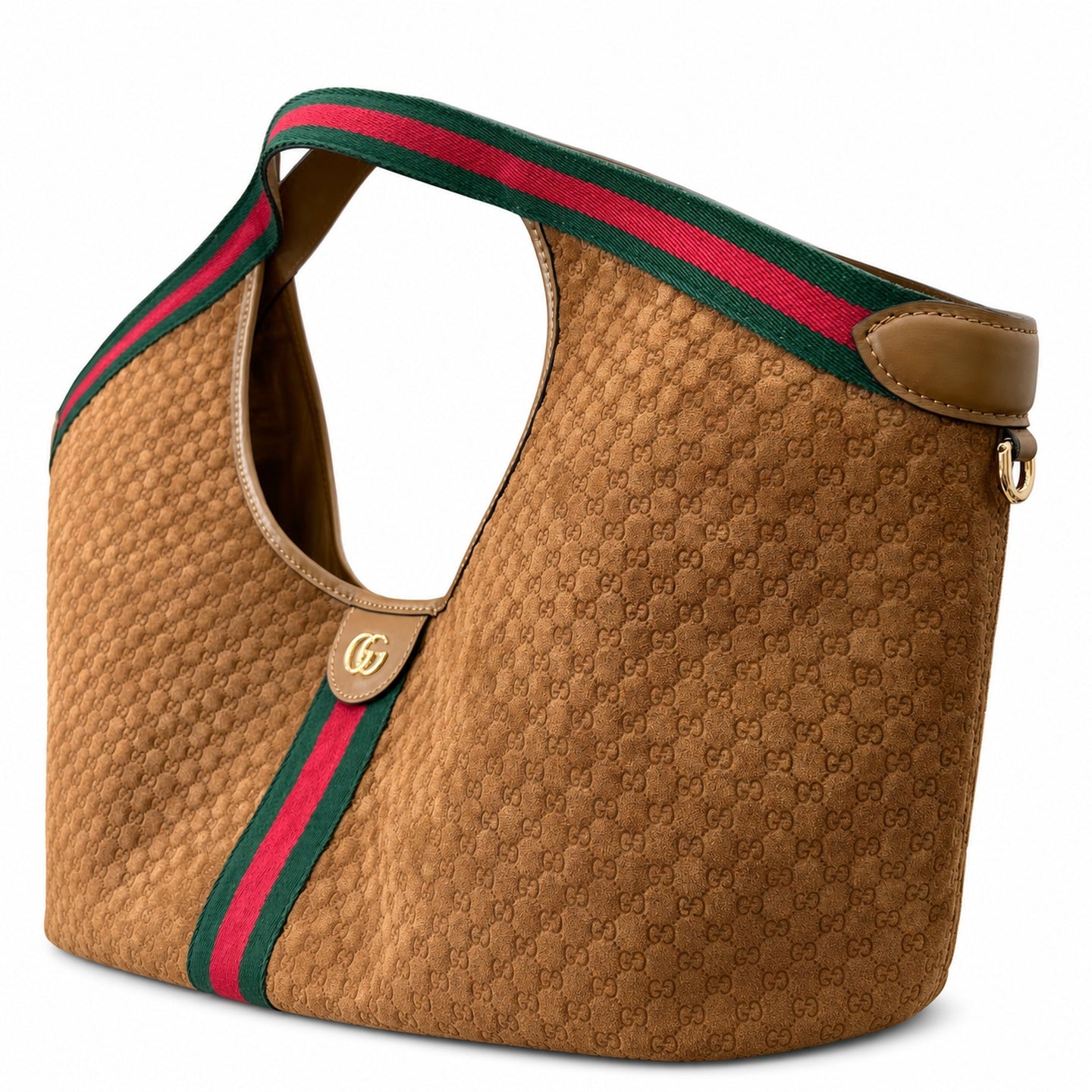 Gucci Giglio Cotton Suede Canvas Velvet Brown Red Green Gold Handbag