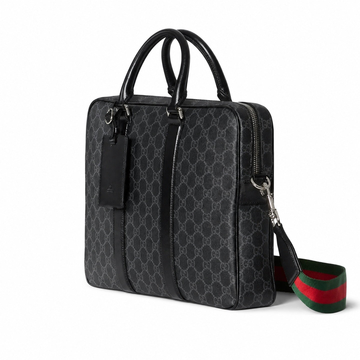 Gucci Supreme Large Nylon Leather Black White Suitcase