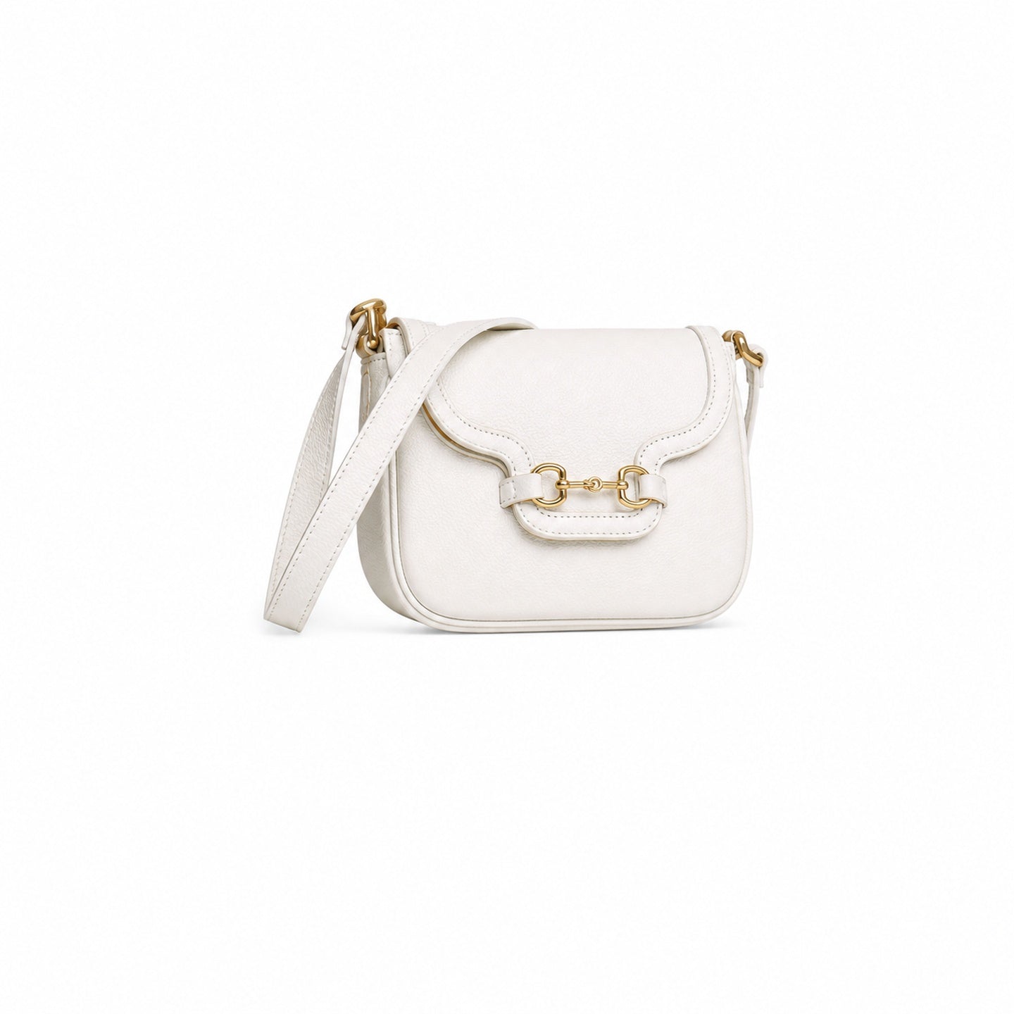 Gucci Horsebit 1955 Leather White Gold Shoulder Bag