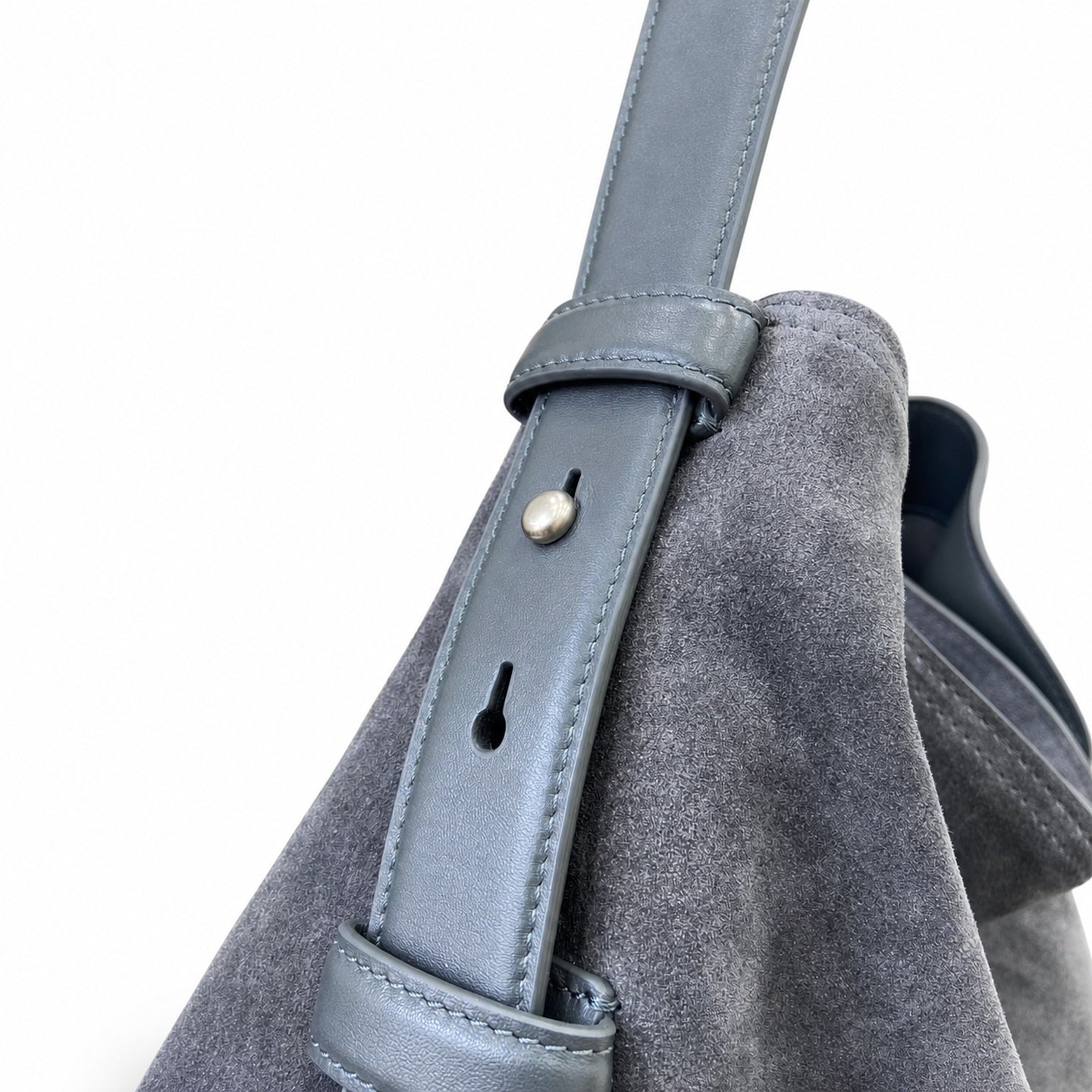 Gucci Horsebit Cotton Suede Leather Gray Gold Handbag