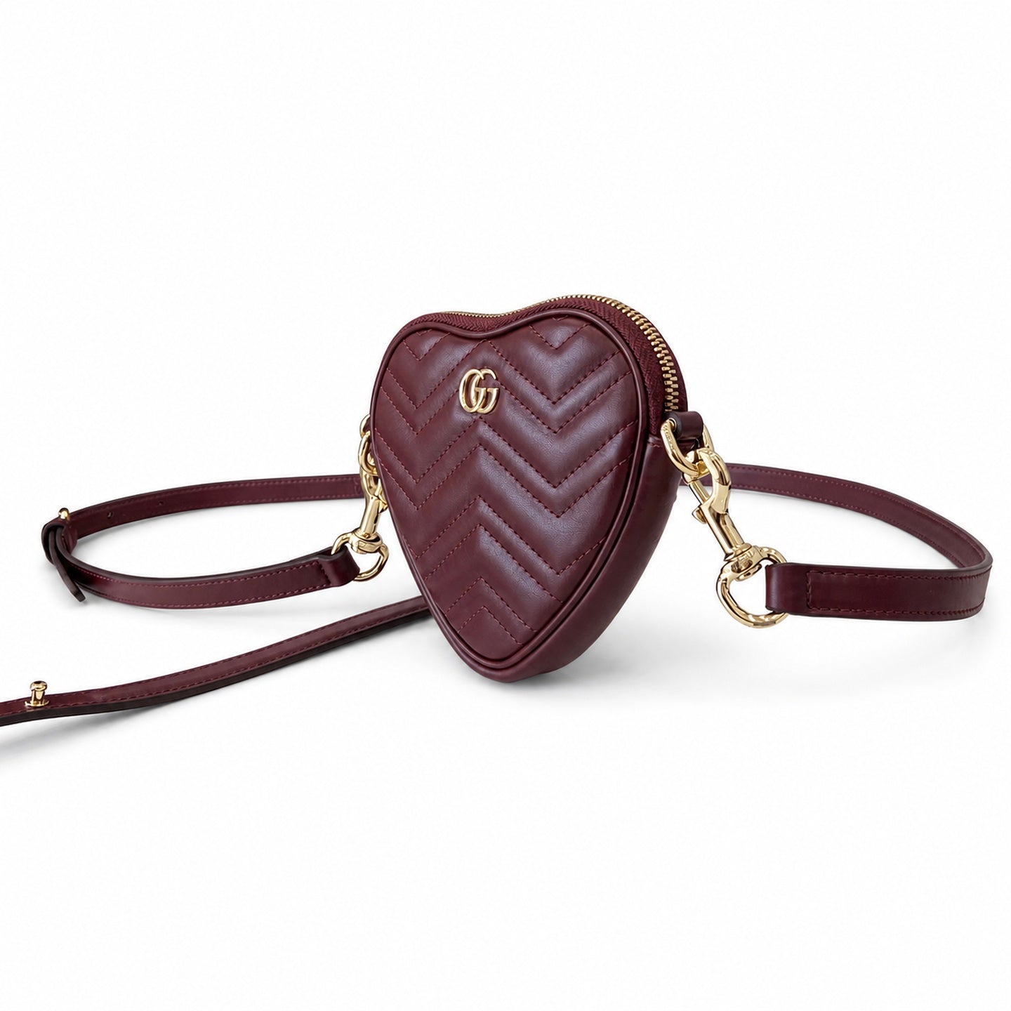 Gucci GG Marmont Mini Quilted Matelasse Leather Red Gold Handbag