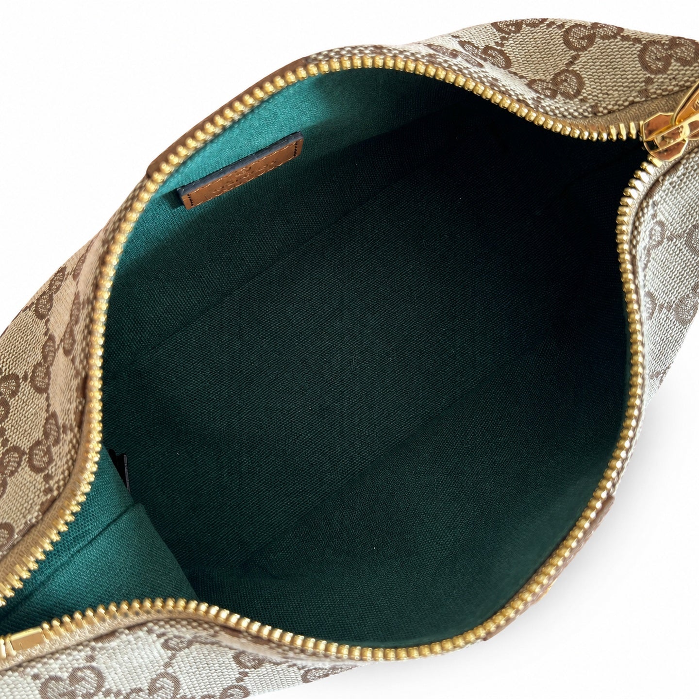 Gucci Cotton Canvas Leather Beige Brown Green Gold Bag