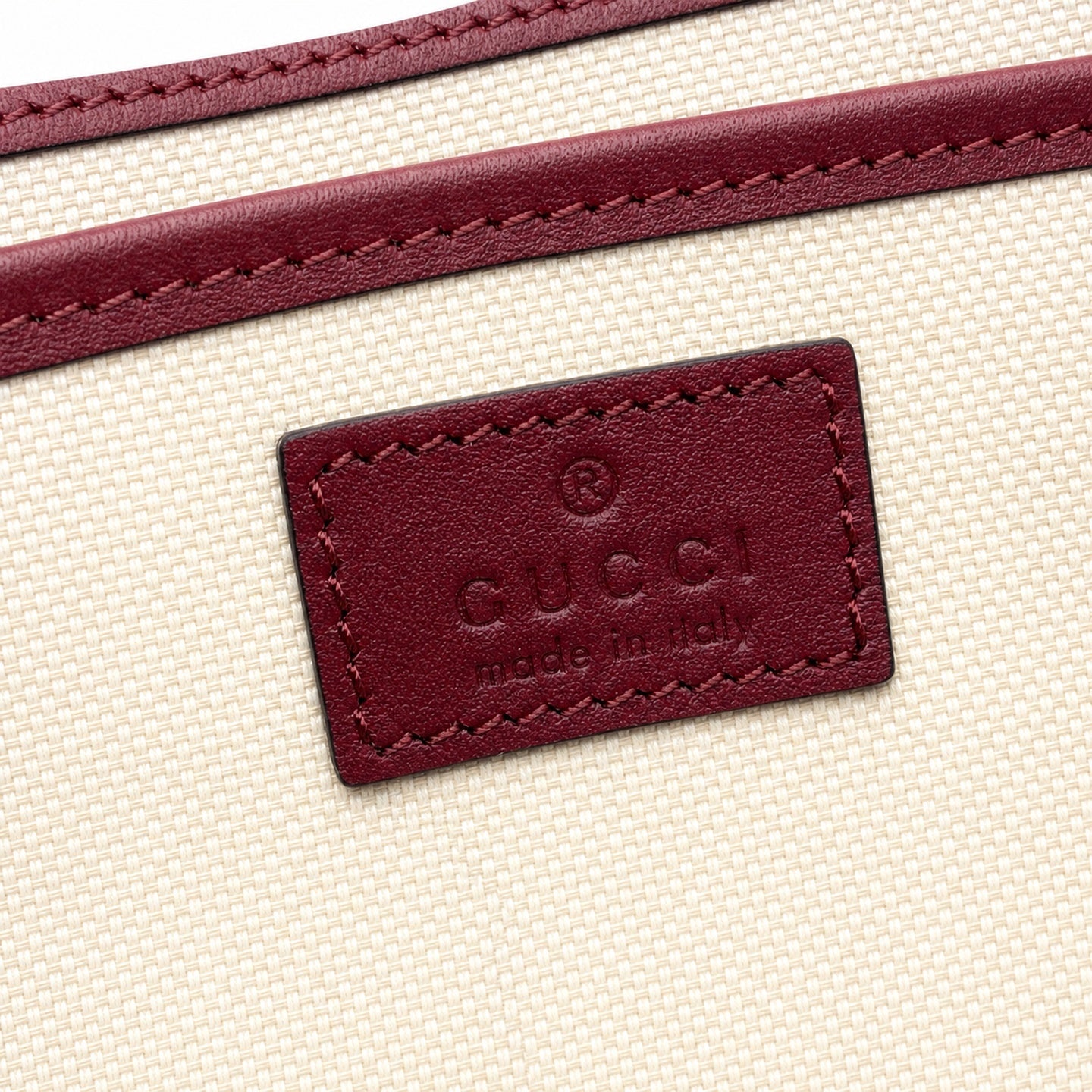 Gucci Horsebit 1955 Small Cotton Canvas Leather Beige Brown Gold Burgundy Handbag