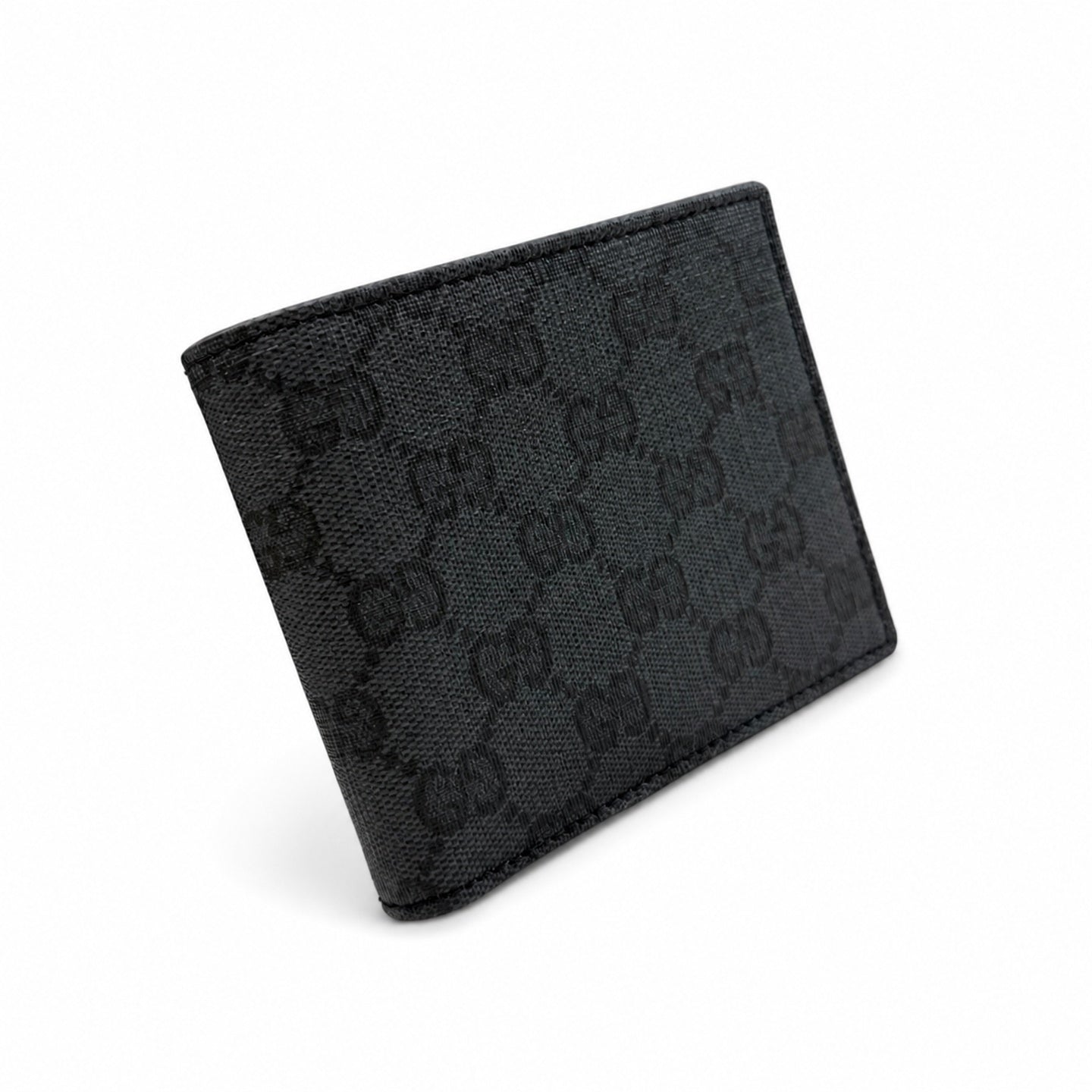 Gucci Canvas Leather Black Silver Wallet