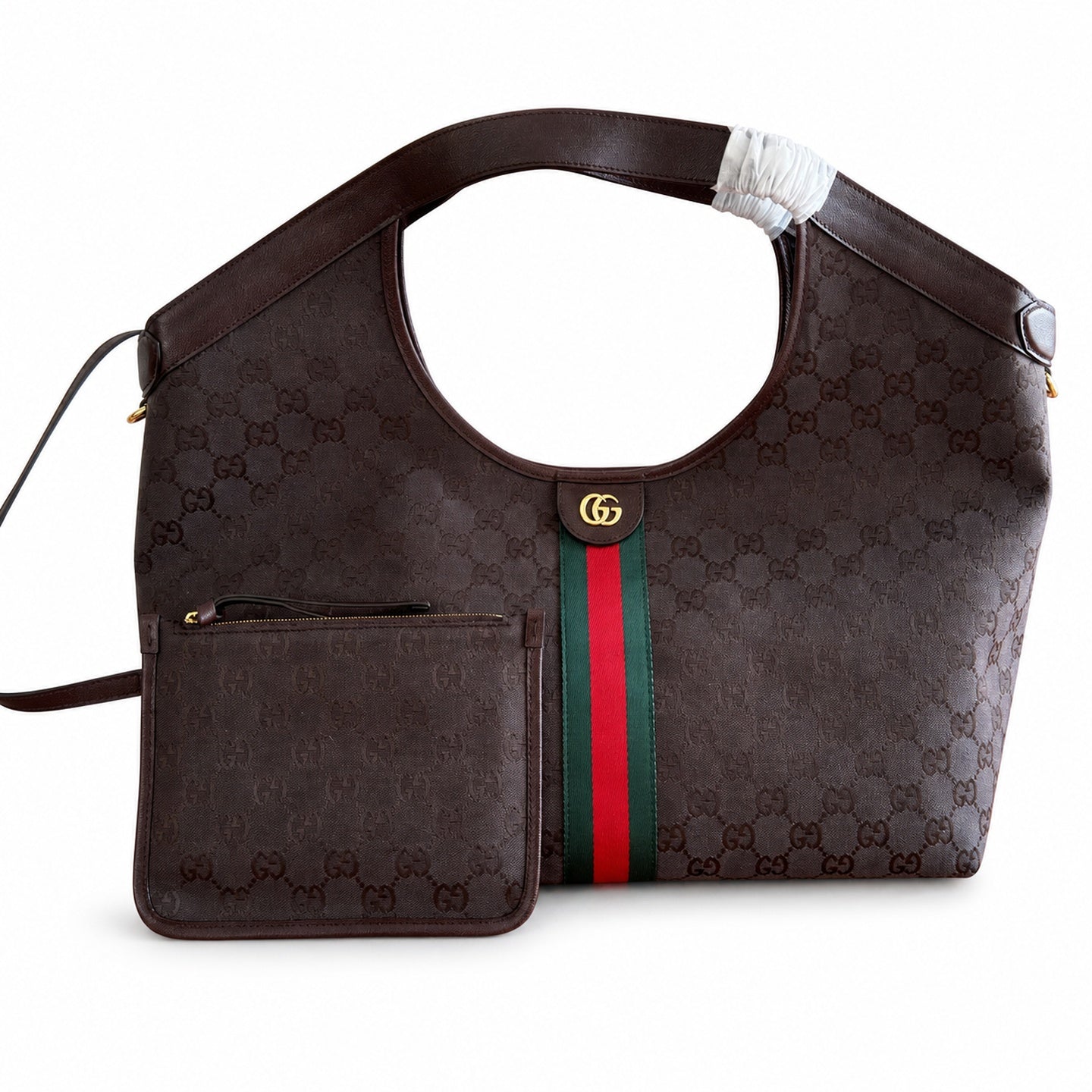 Gucci Giglio Large Cotton Canvas White Brown Red Green Tote Bag