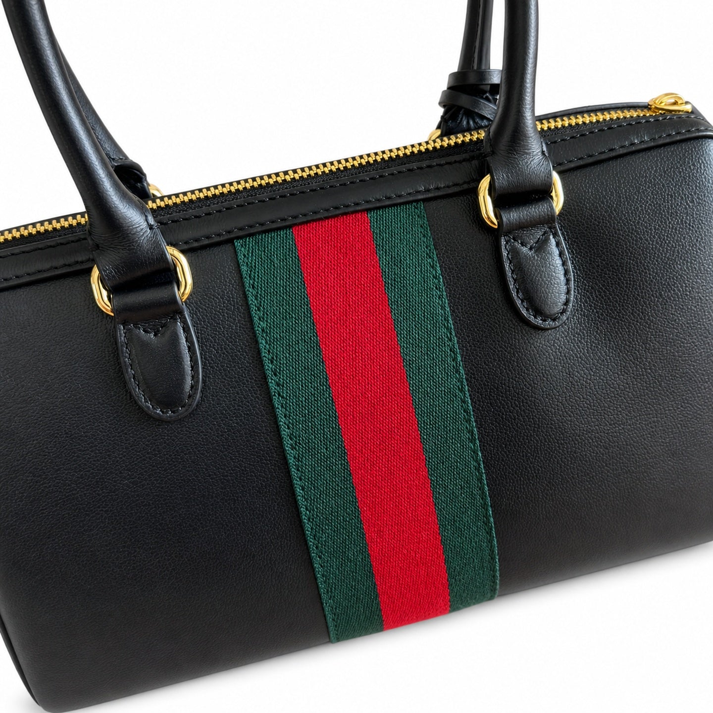 Gucci Supreme Small Canvas Leather Black Brown Gold Handbag