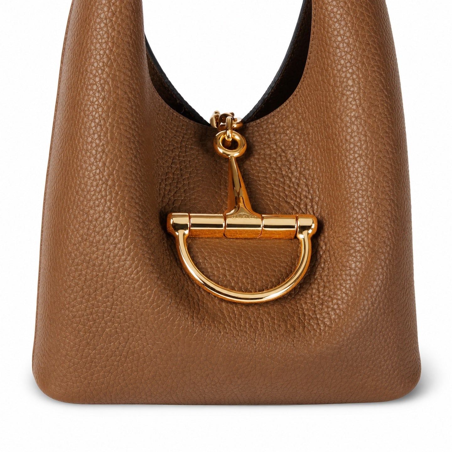 Gucci Horsebit Large Leather Brown Gold Shoulder Bag