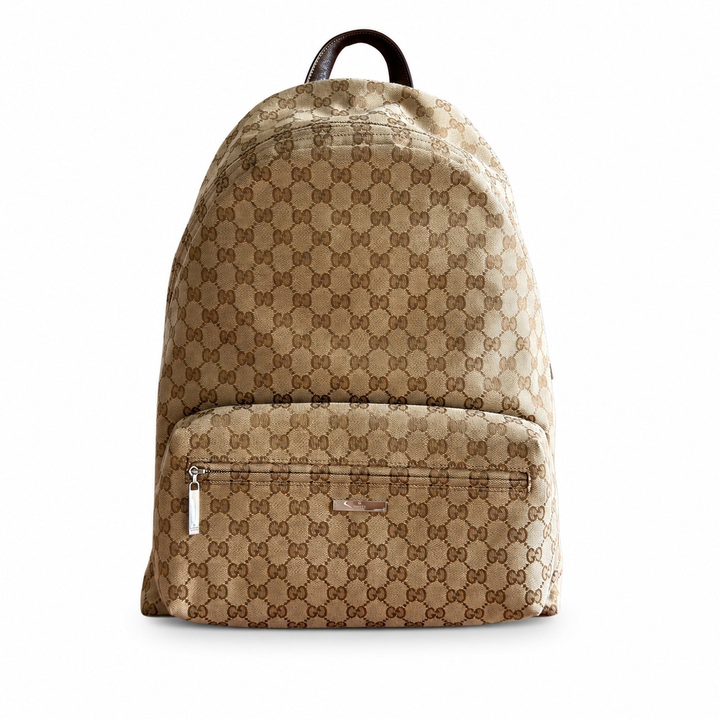 Gucci Quilted Canvas Leather Brown Red Green Silver Backpack