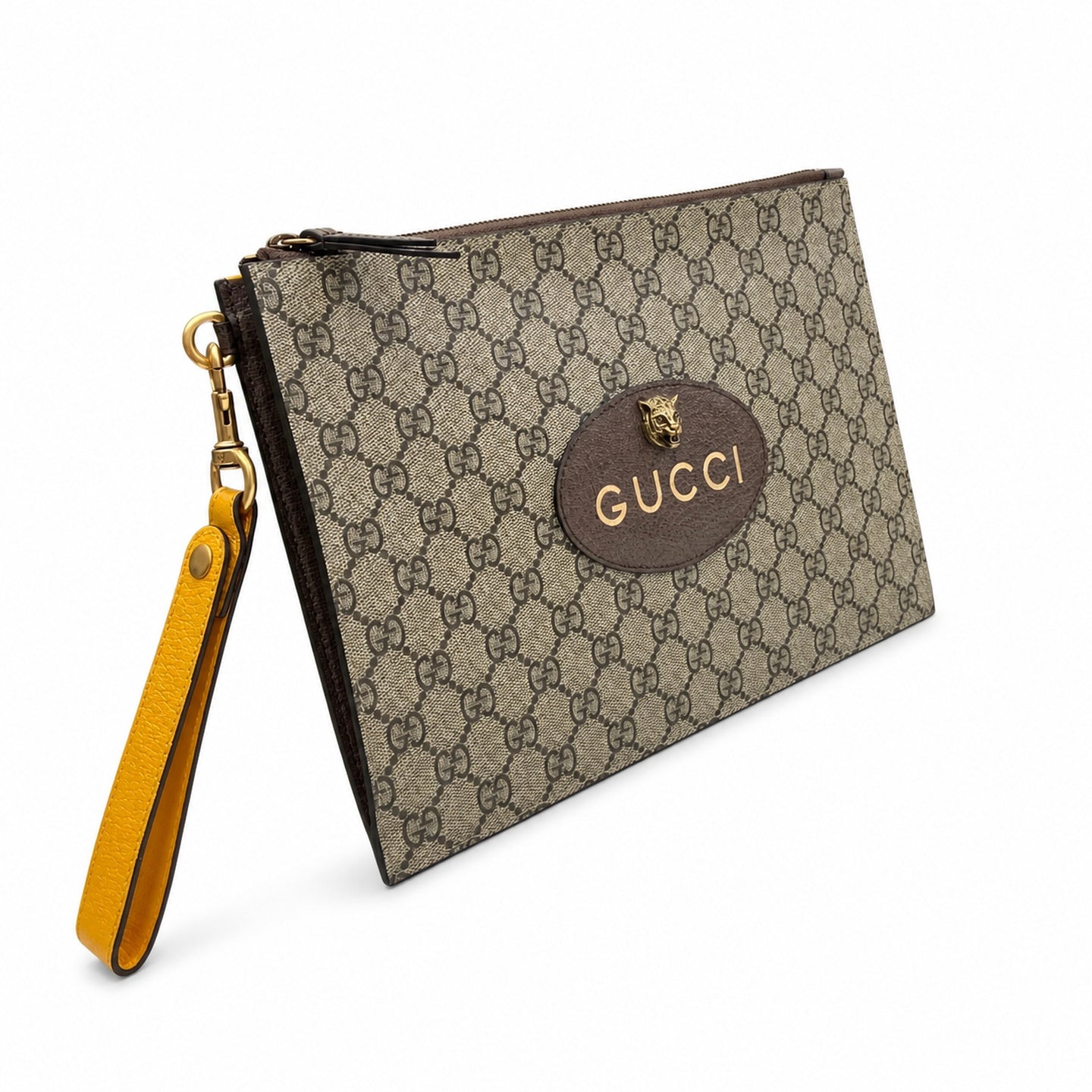 Gucci Ophidia Supreme Canvas Leather Check Beige Brown Yellow Gold Handbag