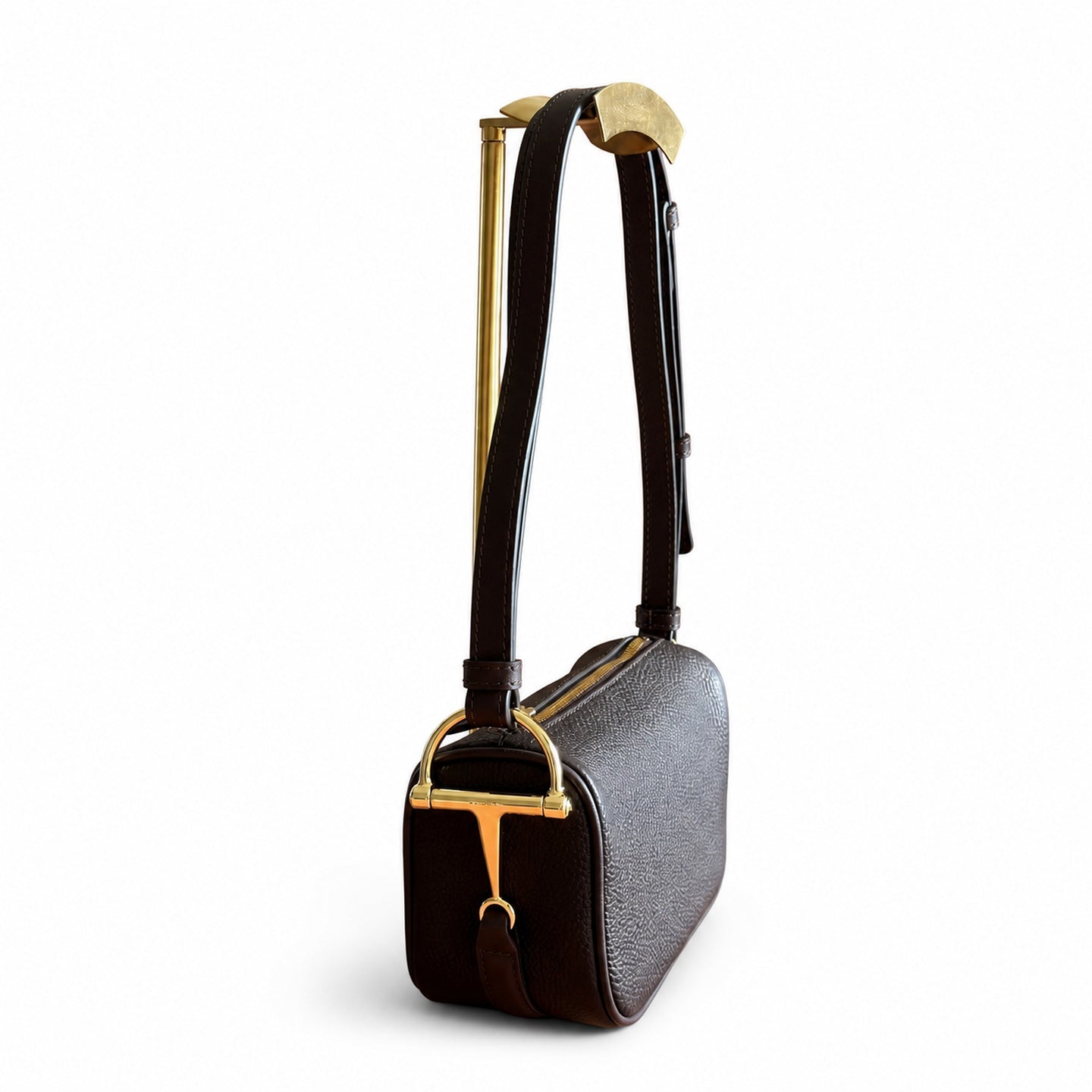 Gucci Horsebit Mini Cotton Leather Brown Green Gold Bag