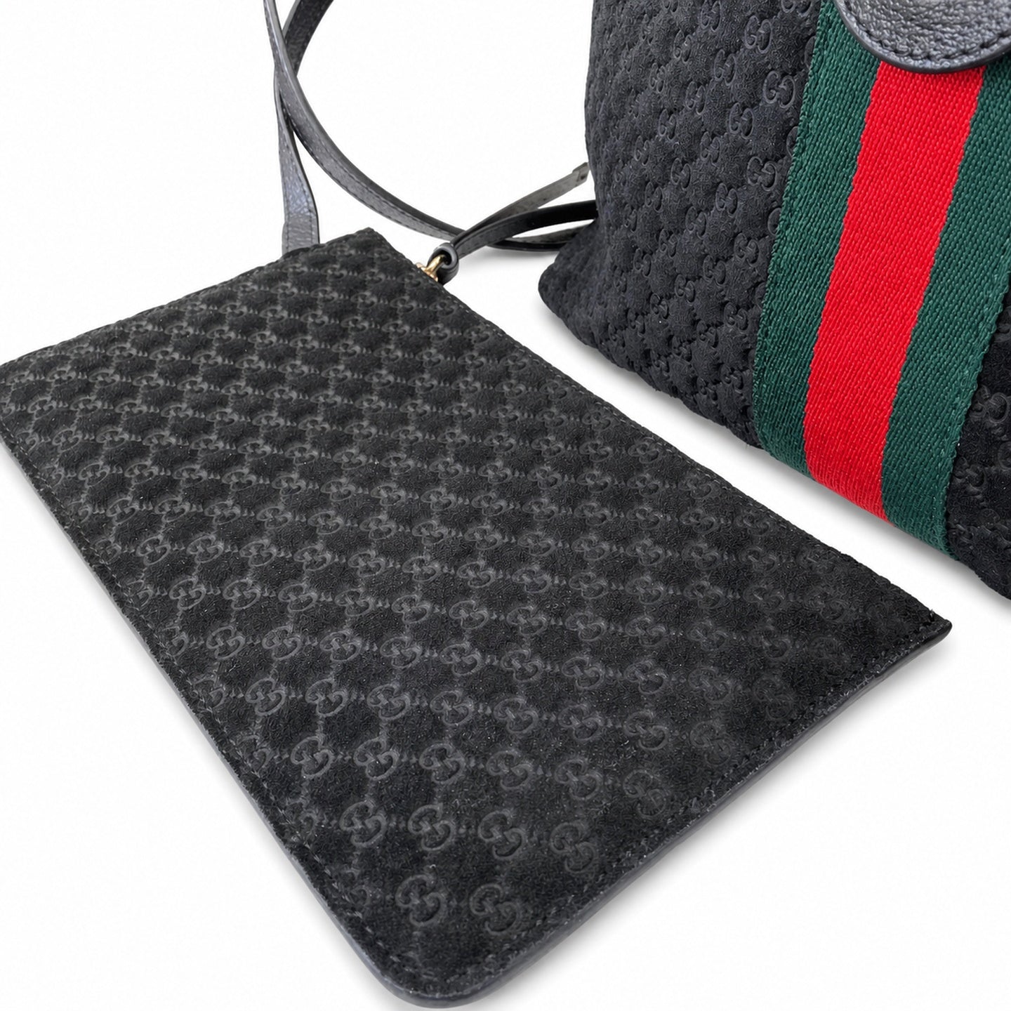 Gucci Giglio Small Cotton Suede Canvas Velvet Leather Black Red Green Gold Tote Bag