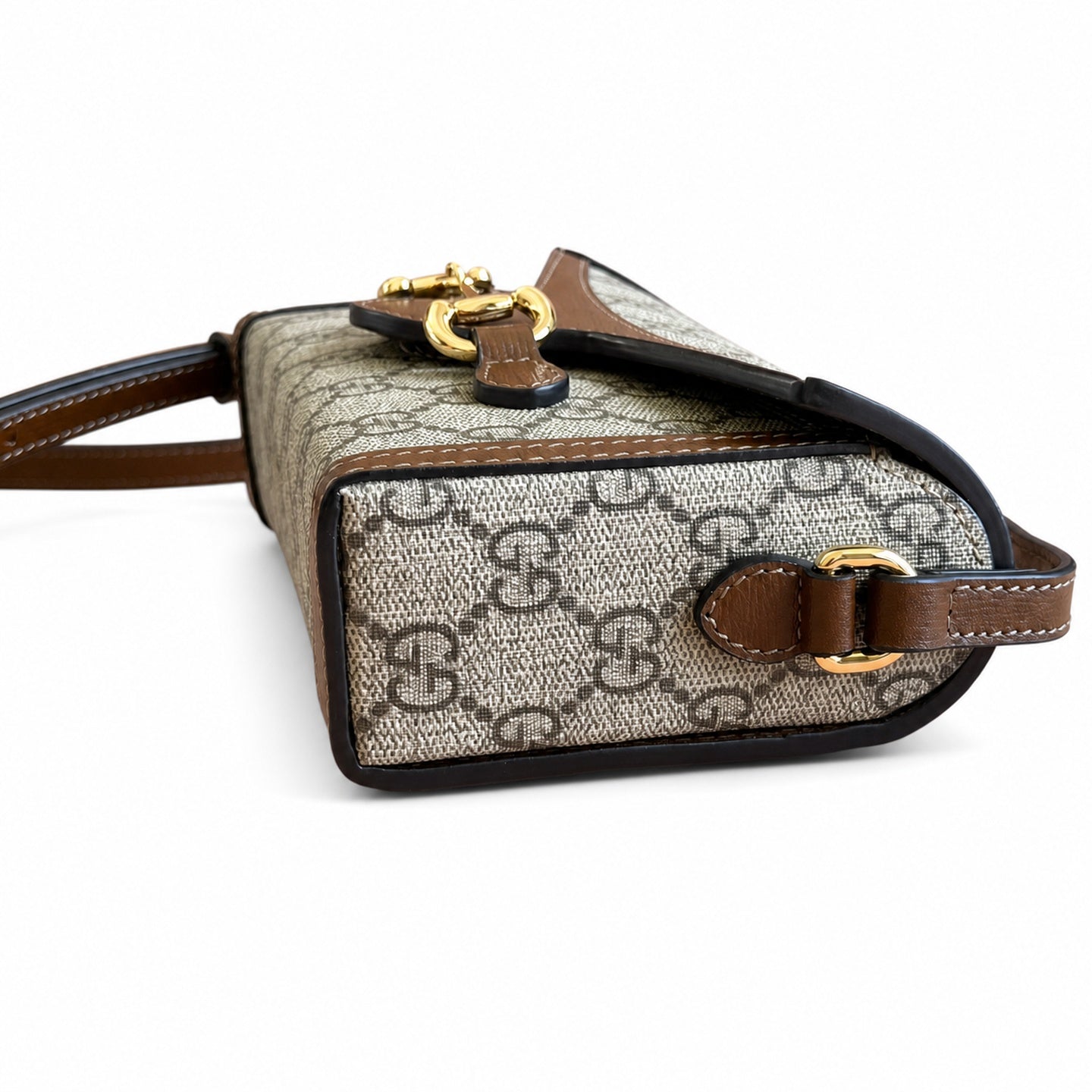 Gucci Horsebit 1955 Mini Cotton Canvas Leather Black Beige Brown Handbag