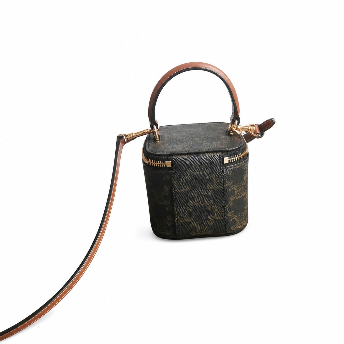 Celine Double Zip Small Brown Bag
