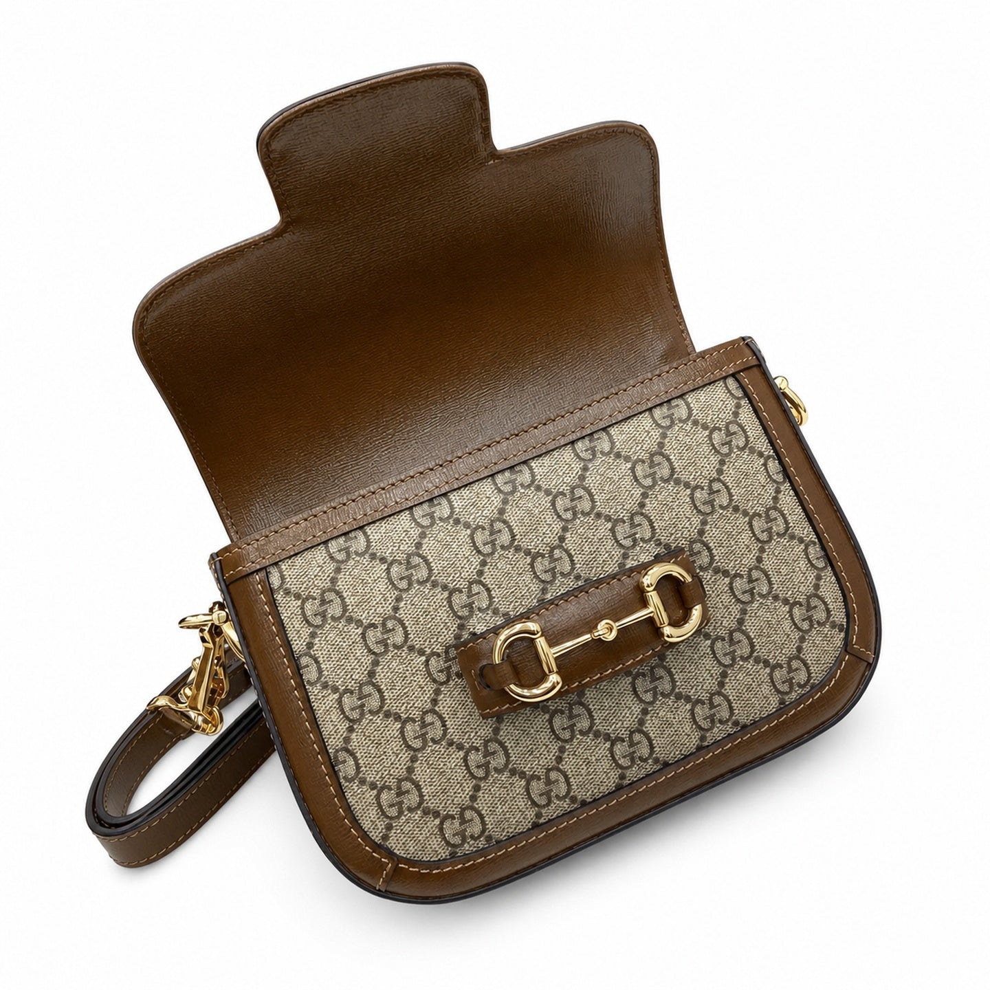 Gucci Horsebit 1955 Supreme Small Cotton Leather Beige Brown Red Green Gold Handbag