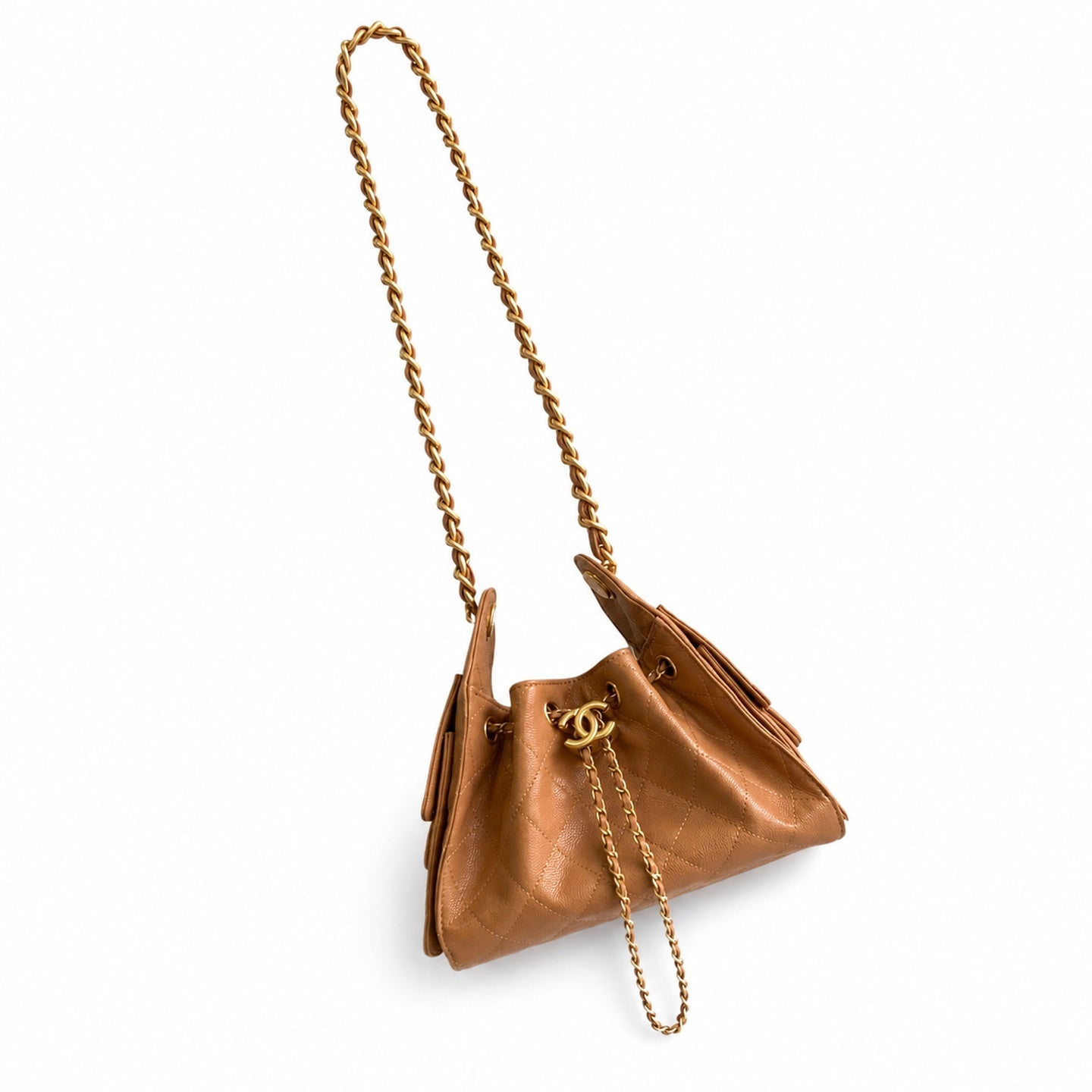 Chanel 25 Small Leather Black Gold Bag