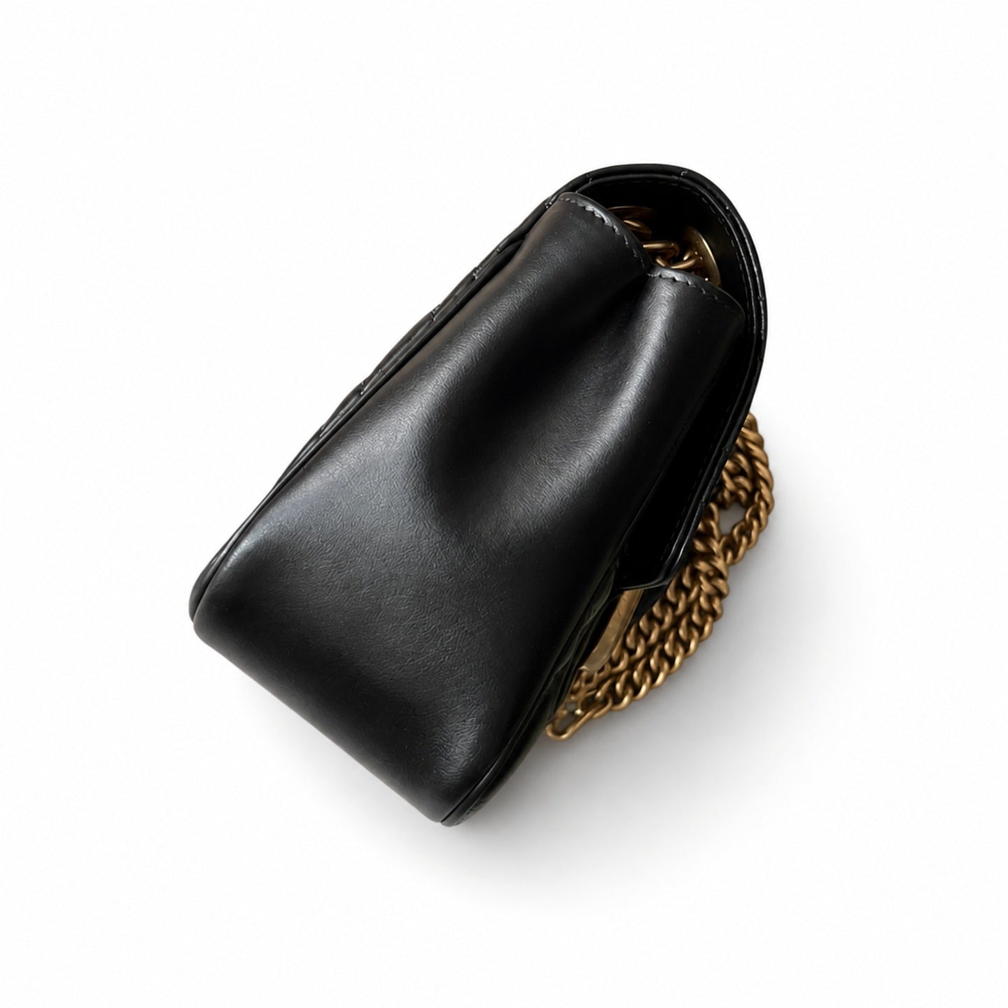 Gucci GG Marmont Quilted Leather Black Gold Handbag