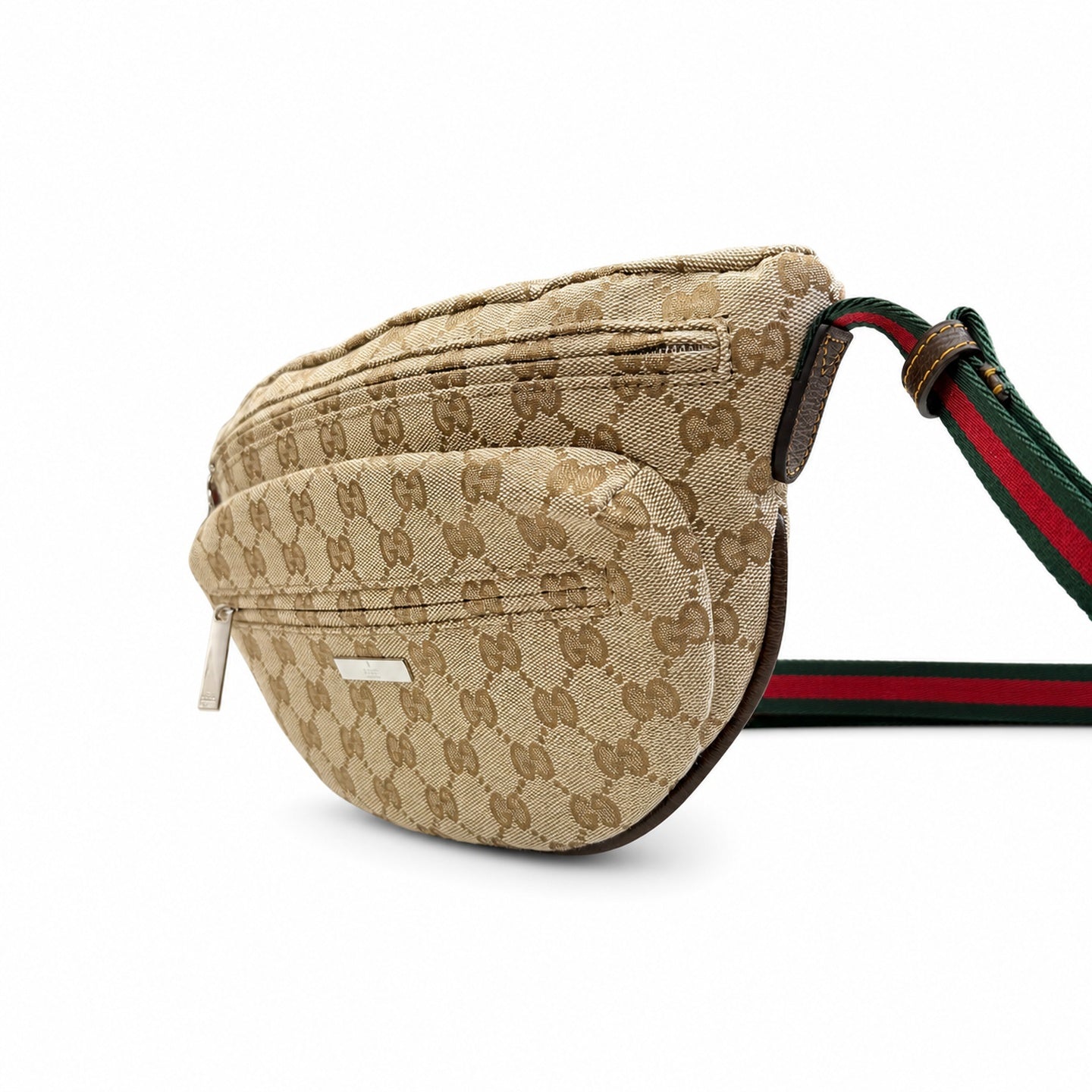 Gucci Canvas Brown Red Green Silver Bag