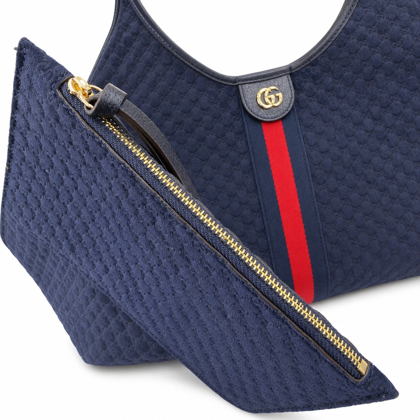 Gucci Giglio Cotton Suede Canvas Velvet Red Blue Gold Handbag