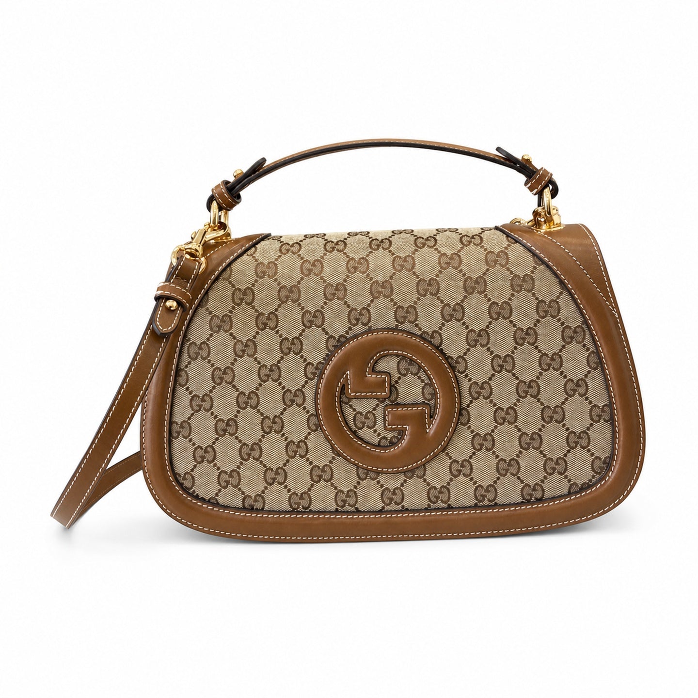 Gucci Blondie Medium Canvas Leather Beige Brown Green Handbag