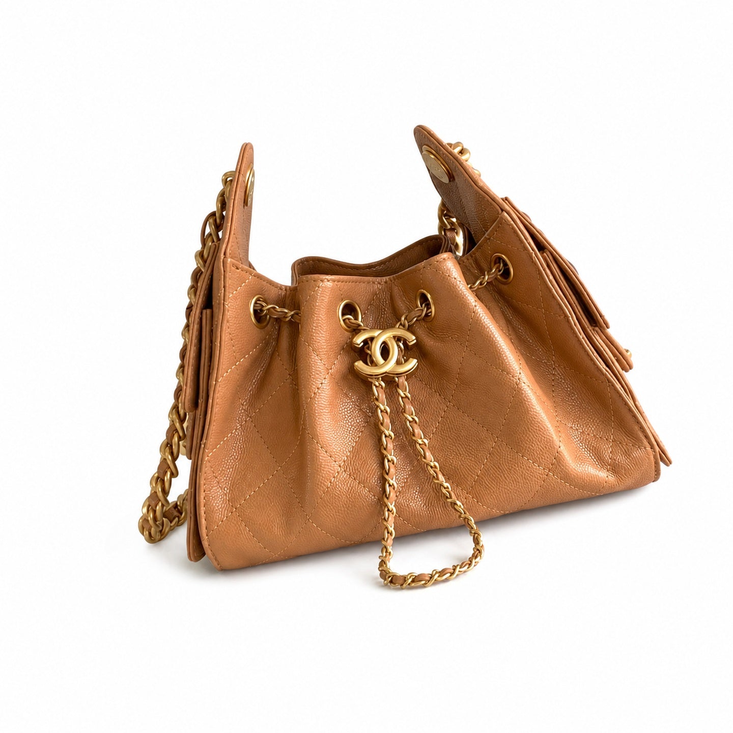 Chanel 25 Small Leather Black Gold Bag
