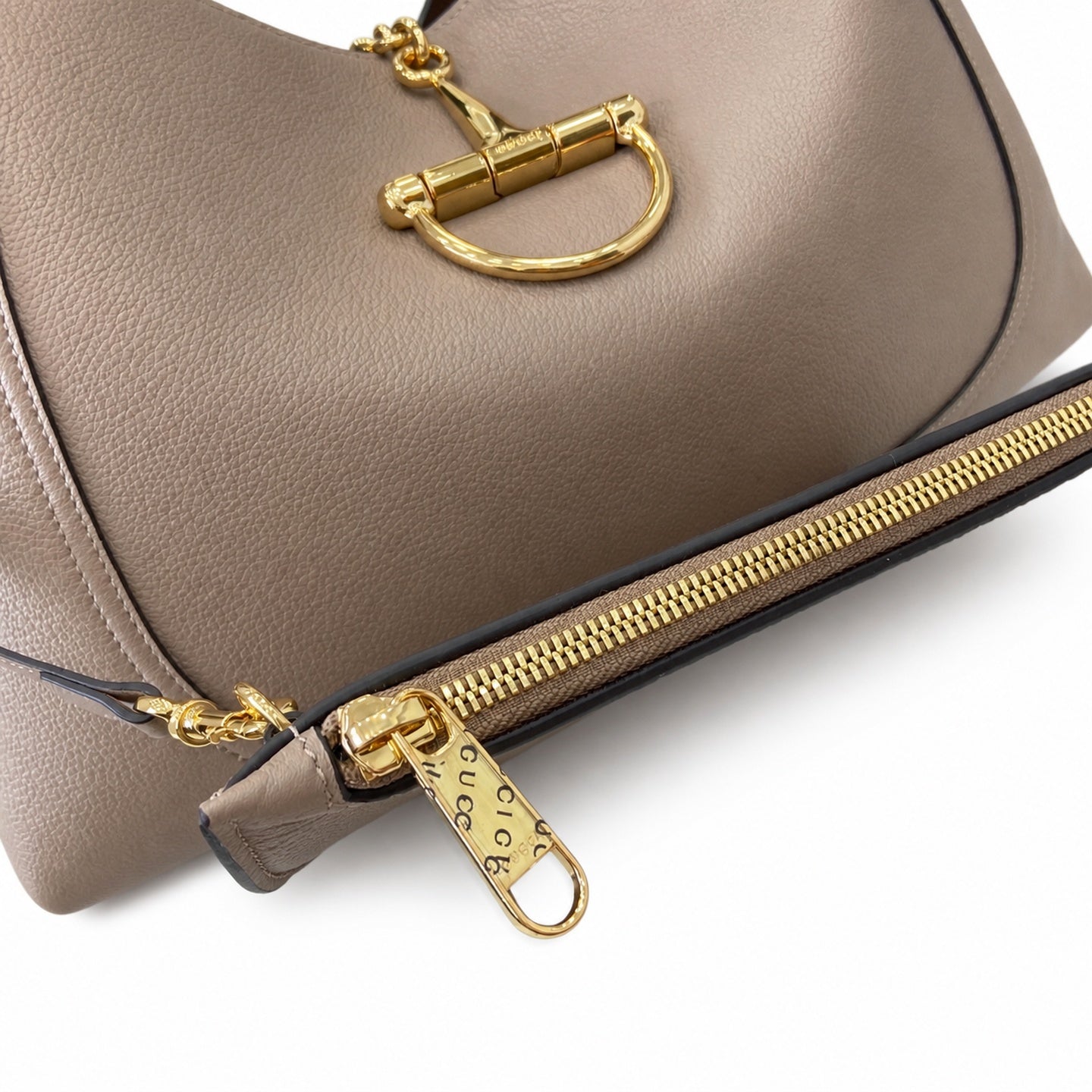 Gucci Leather Gray Brown Pink Gold Shoulder Bag