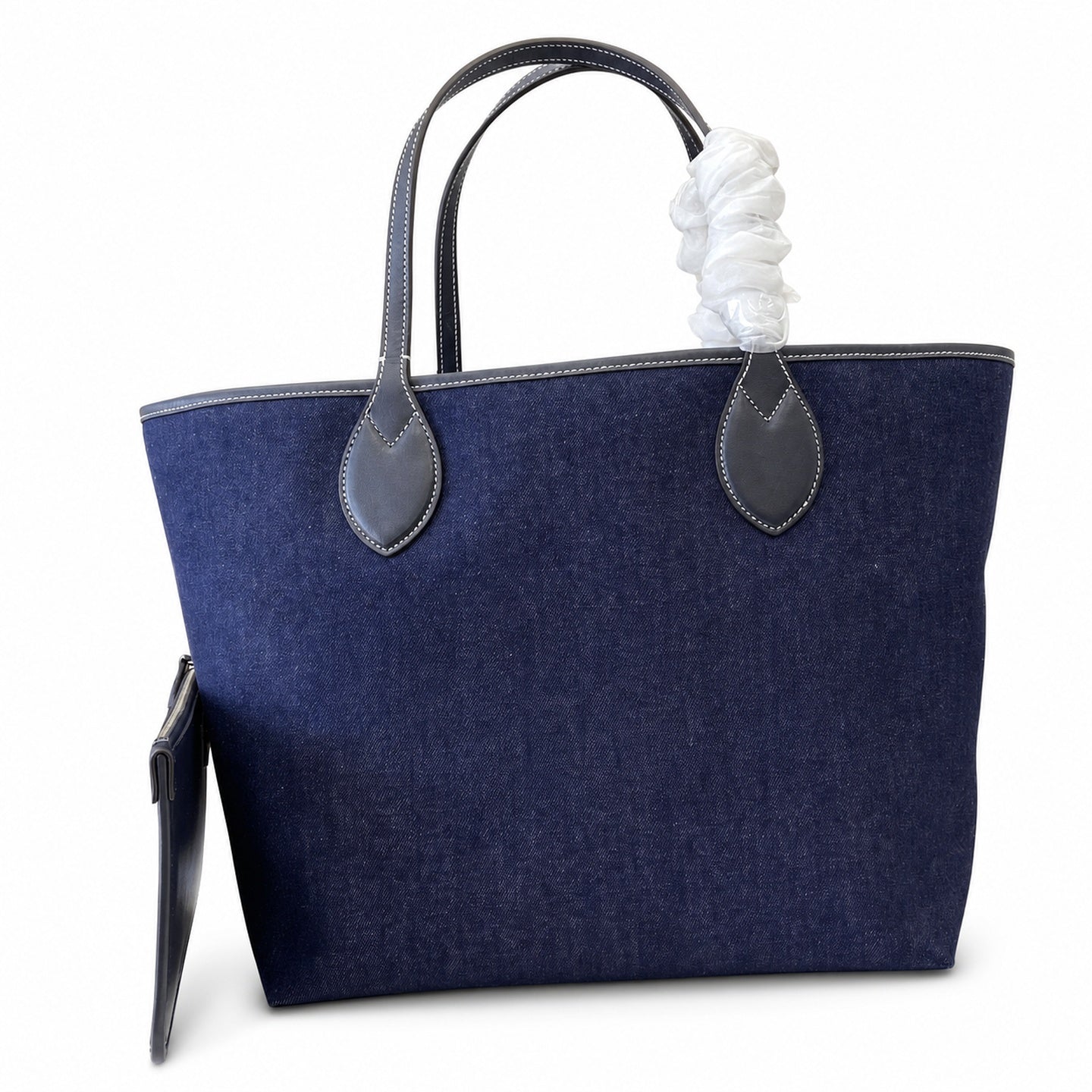 Gucci Supreme Reversible Medium Denim Canvas Leather Beige Blue Handbag