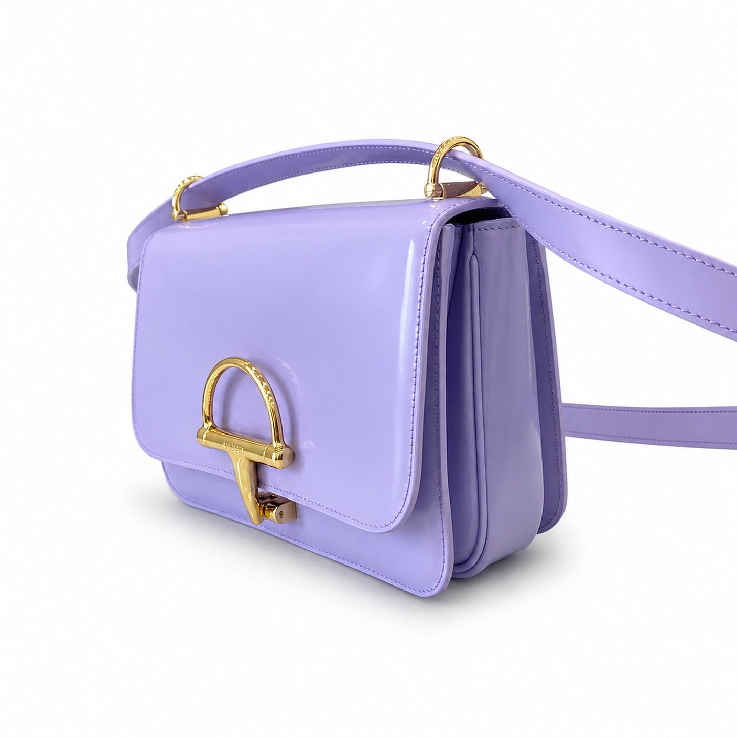 Gucci Horsebit Small Leather Purple Gold Shoulder Bag