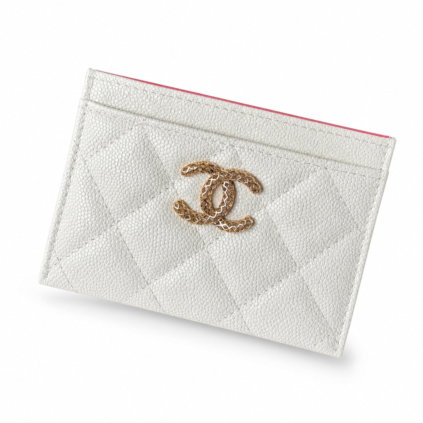 Chanel Black White Green Pink Card Holder