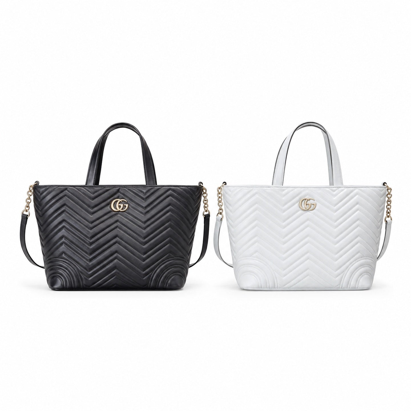 Gucci Medium Leather Black White Tote Bag