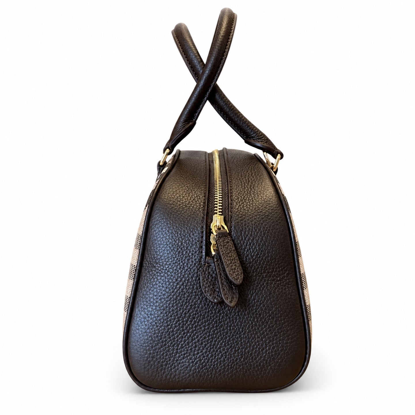 Burberry Cotton Jacquard Leather Check Bag
