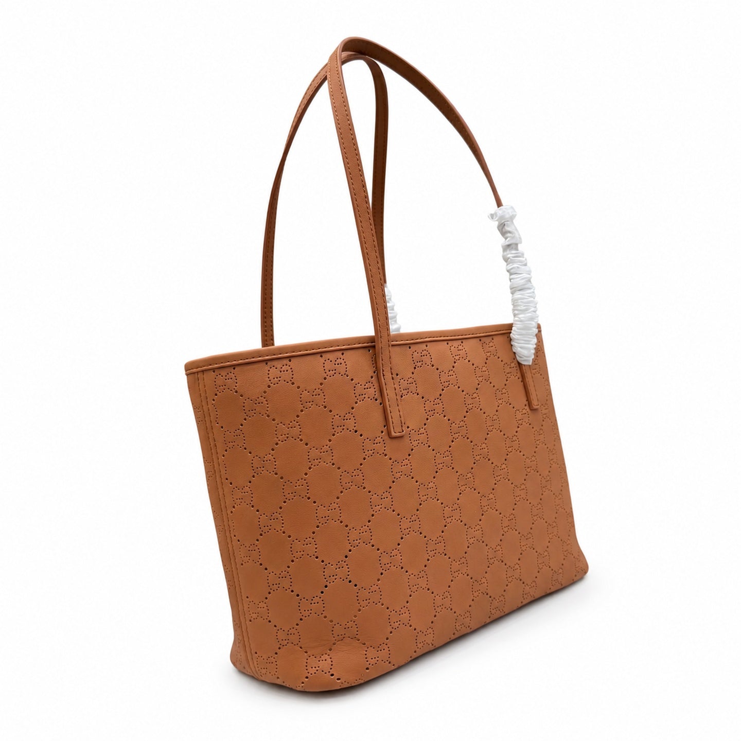 Gucci Suede Leather Brown Gold Tote Bag