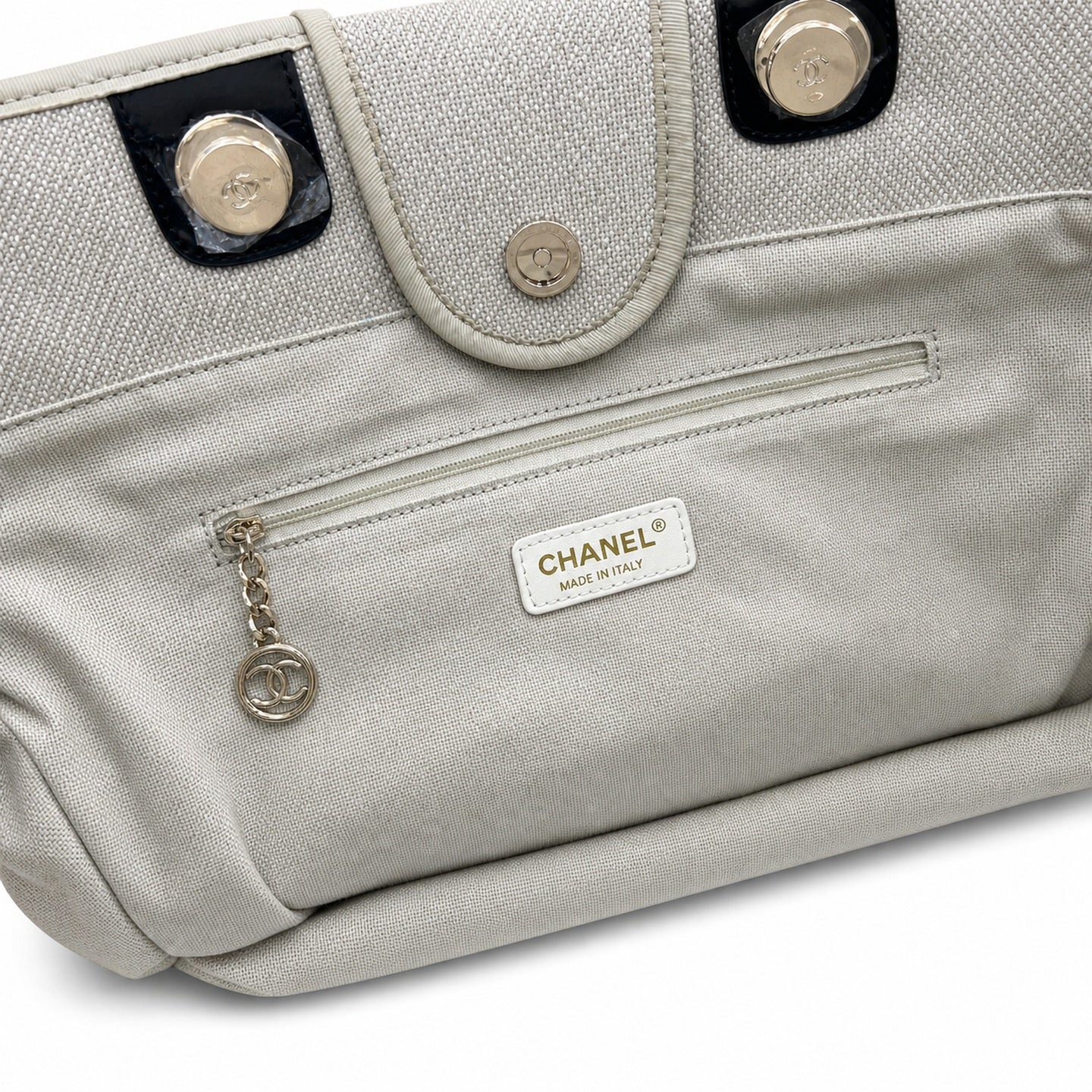 Chanel Large Canvas Black Gray Shopping Bag