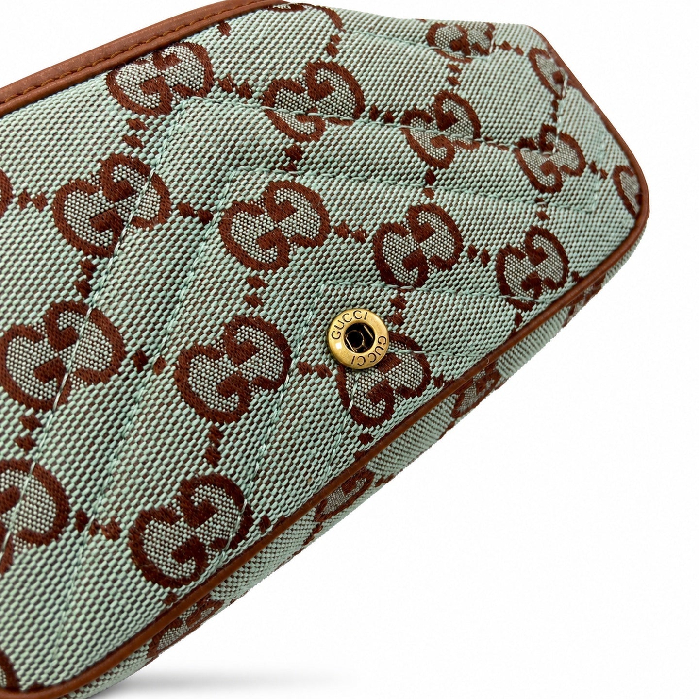 Gucci Mini Cotton Canvas Leather Brown Blue Gold Shoulder Bag