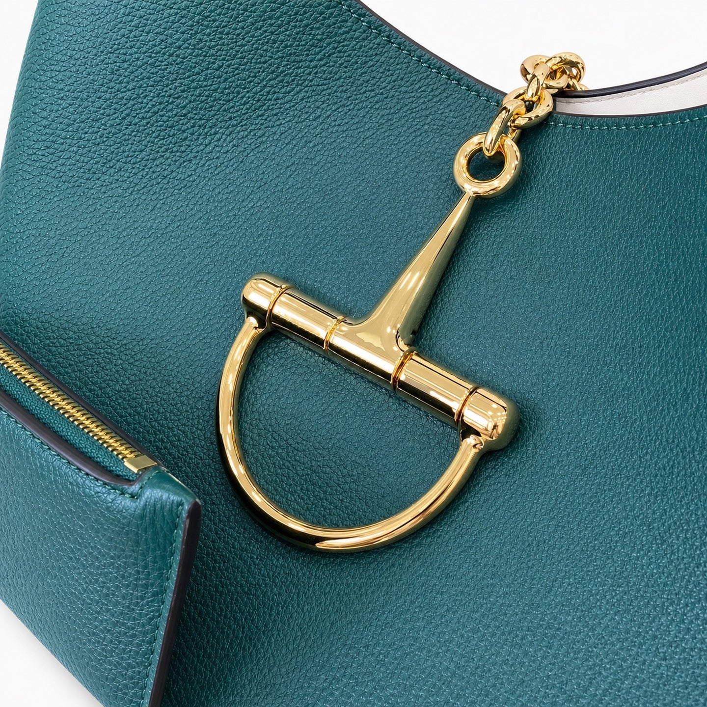Gucci Leather Brown Green Gold Shoulder Bag