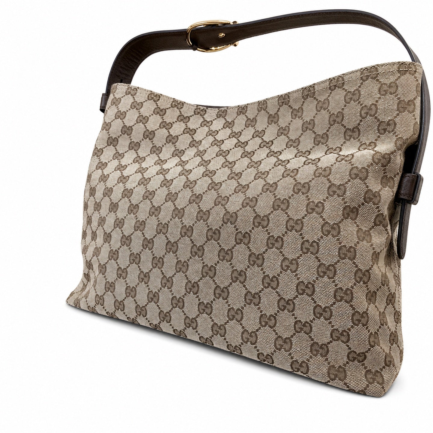 Gucci Horsebit Cotton Canvas Beige Brown Green Gold Handbag